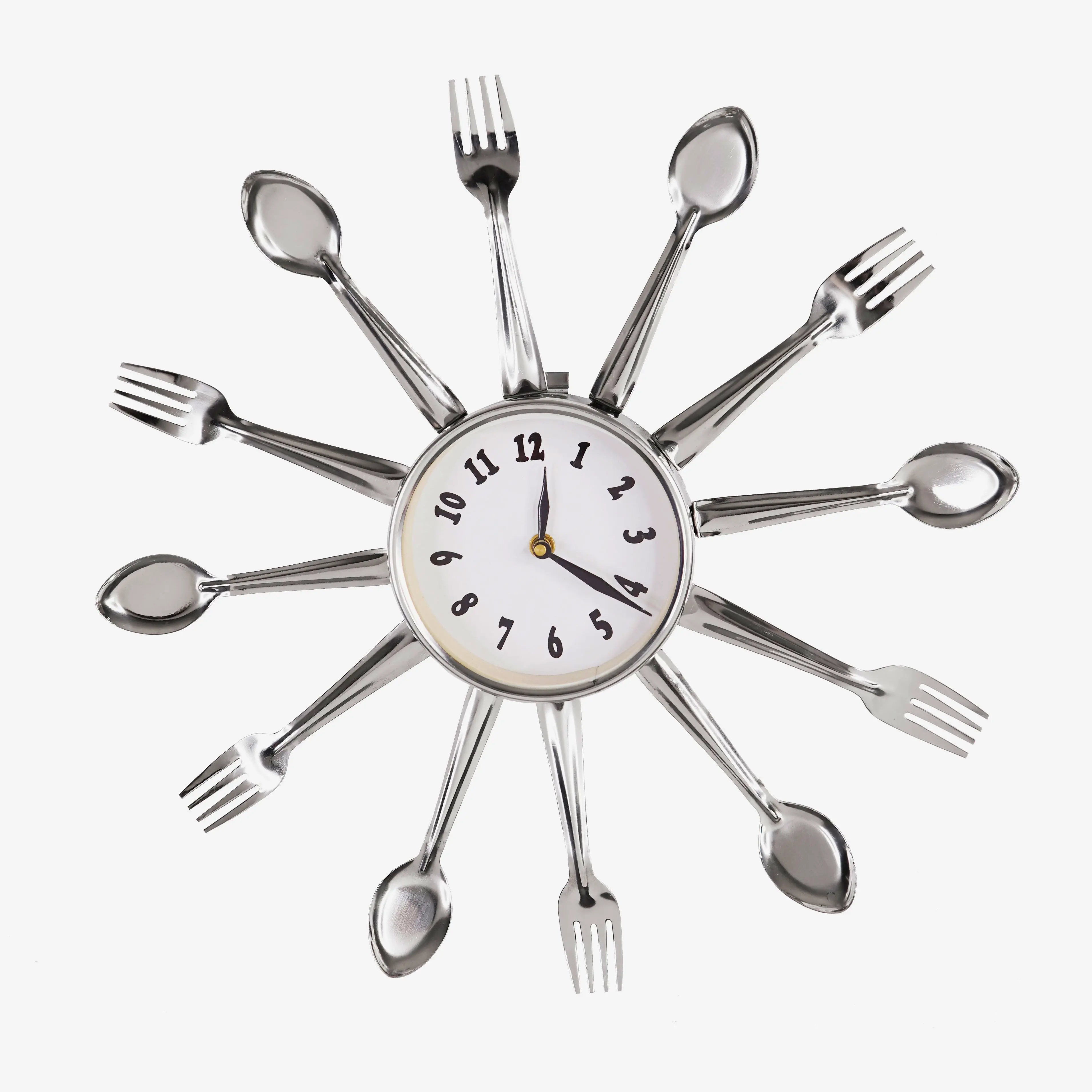 15 inch stainless steel utensil wall clock unique kitchen decor timepiece with spoon and fork design for dining area