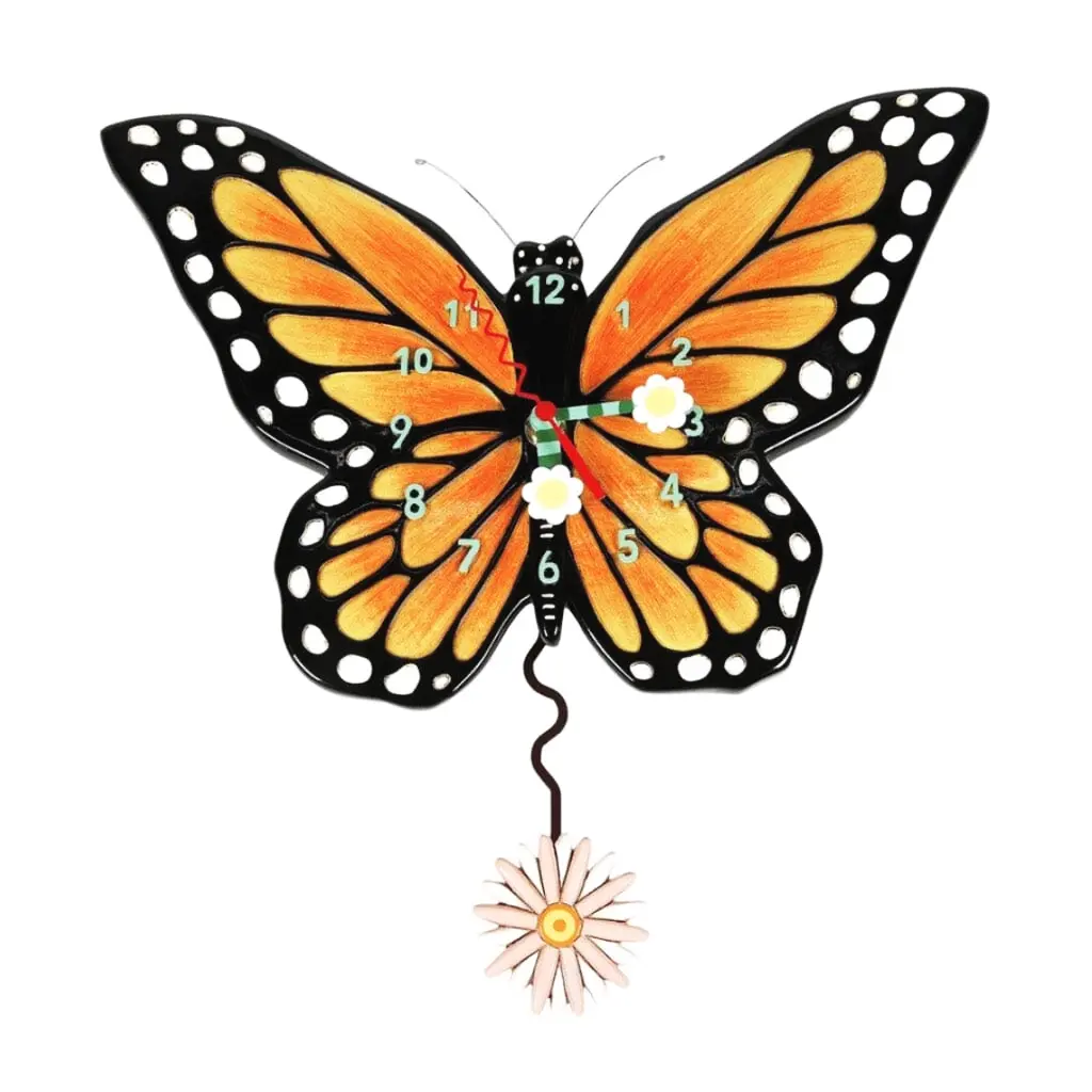 Butterfly Wings wall clock for bedroom, nursery or garden themed wall decor