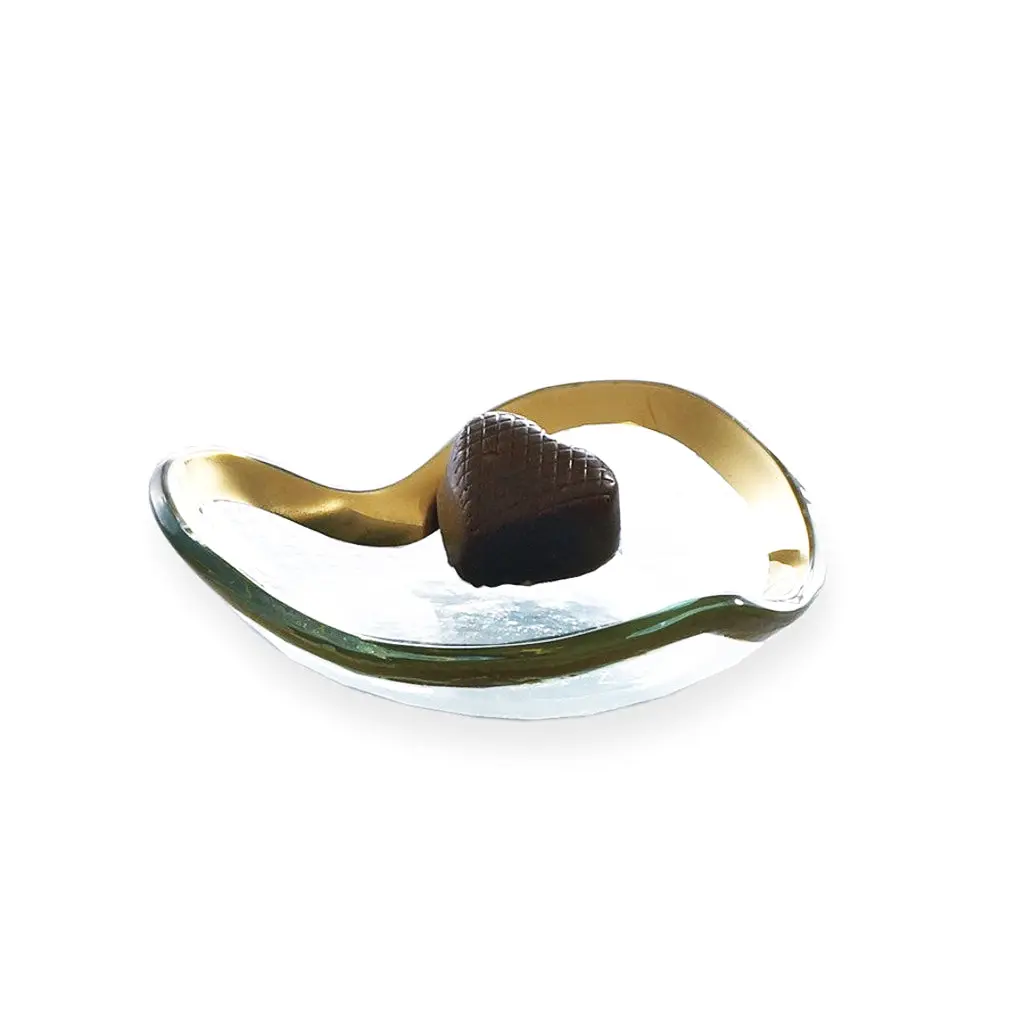 Annieglass Small Heart Bowl in gold platinum romantic dish for bedroom vanity or dining table