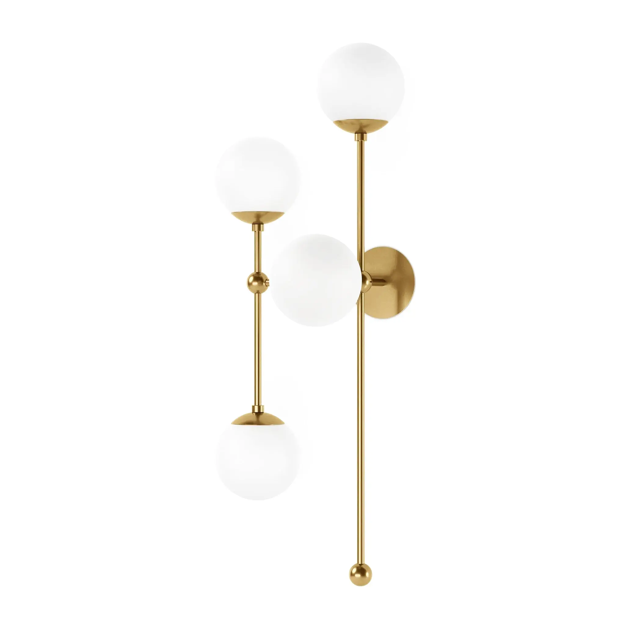 Brass opal glass 4L sconce, contemporary wall lighting for bathroom, vanity or living room décor