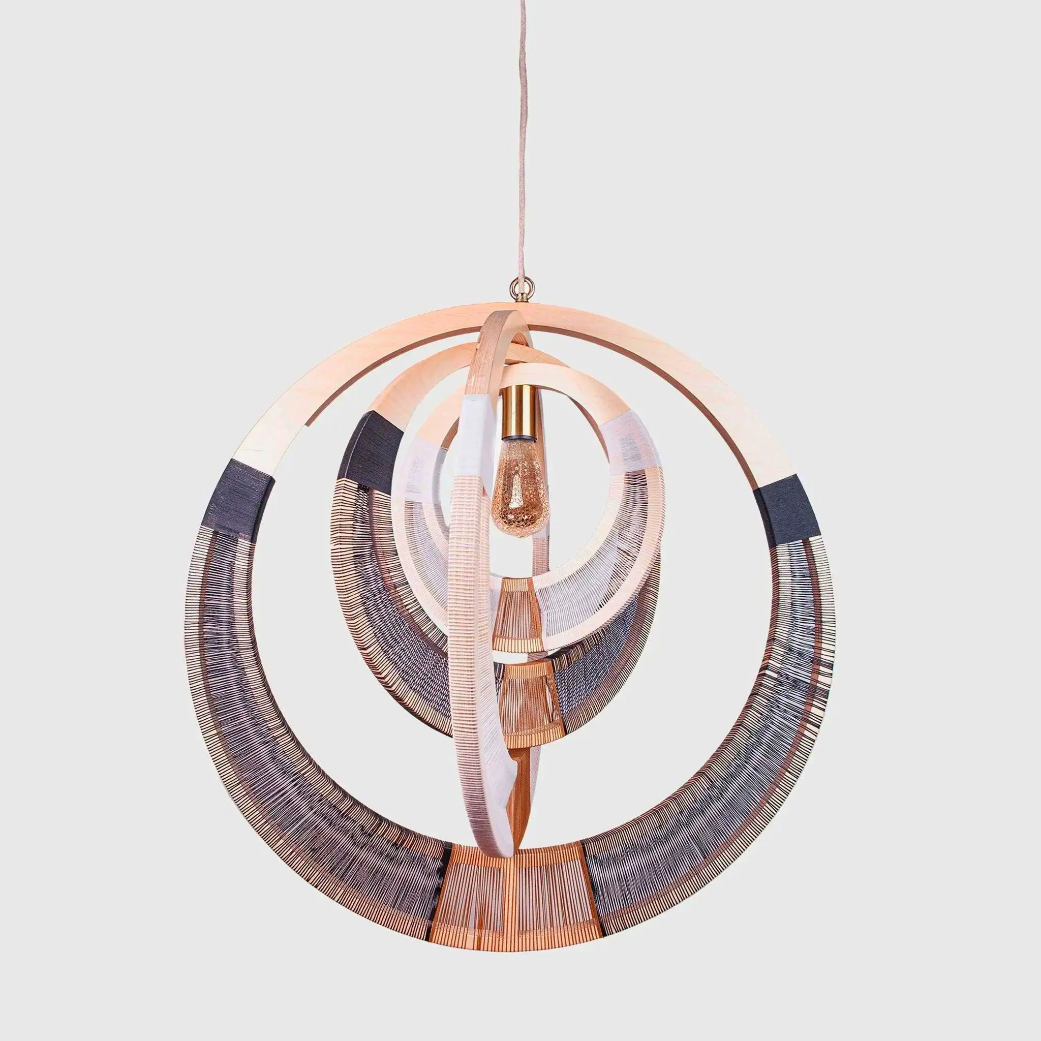 Black and white wood chandelier for kitchen lighting
