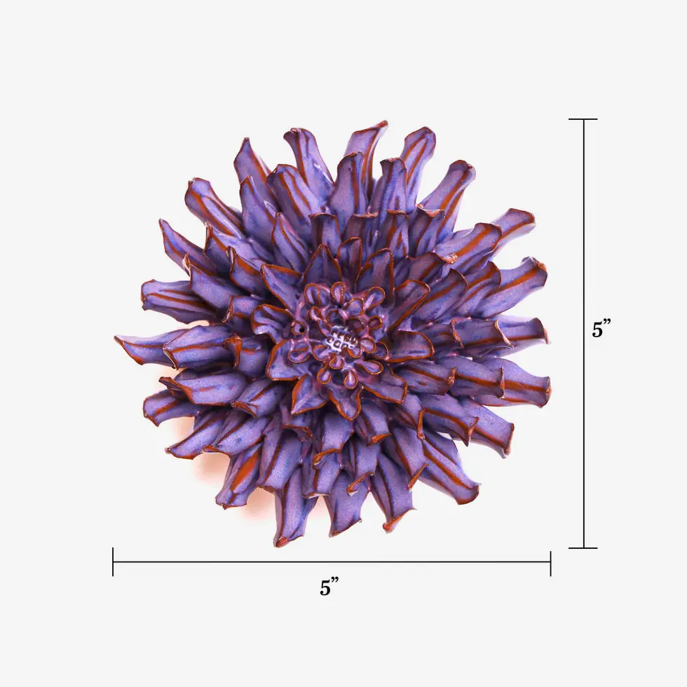 Lilac medium ceramic flower wall art for nursery decor feminine bedroom wall accent or spring themed living room decoration