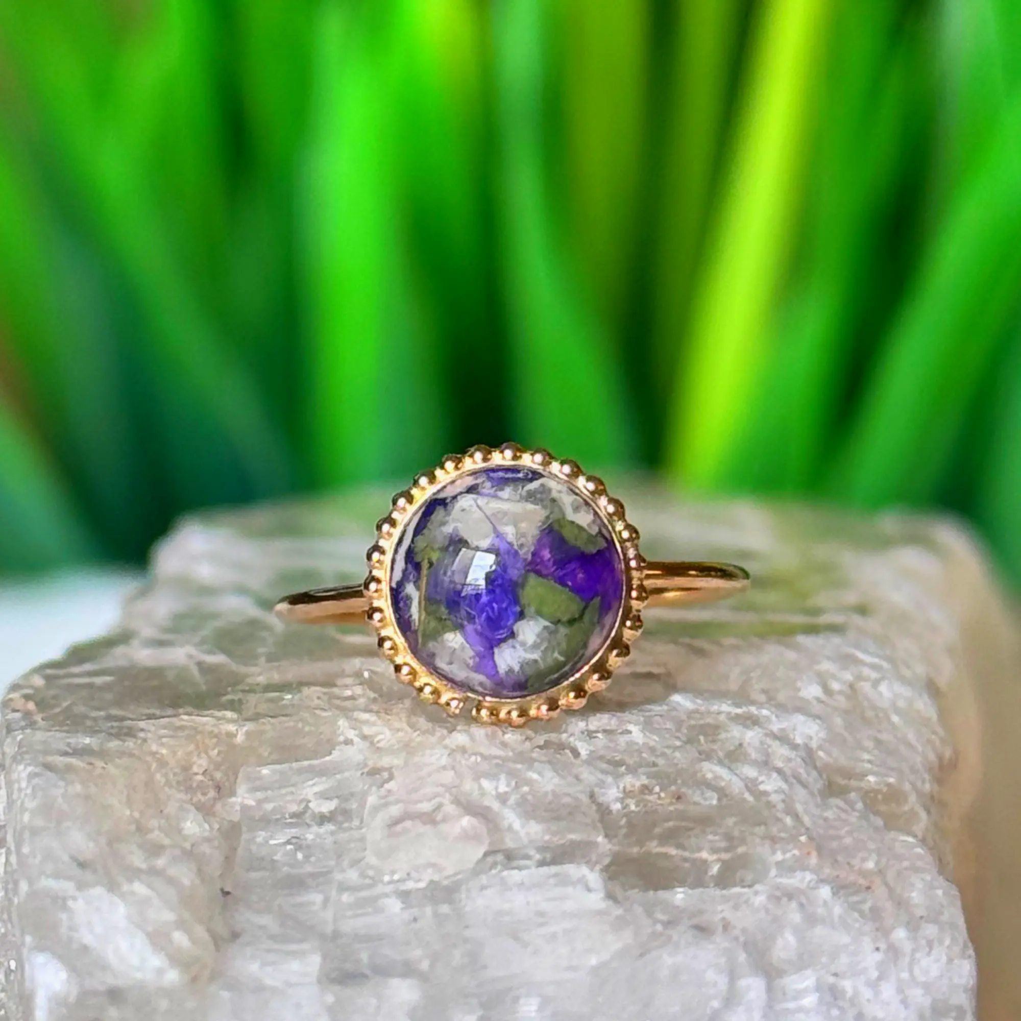 Gold floral ring. Circle of Memories ring for remembrance elegant jewelry.