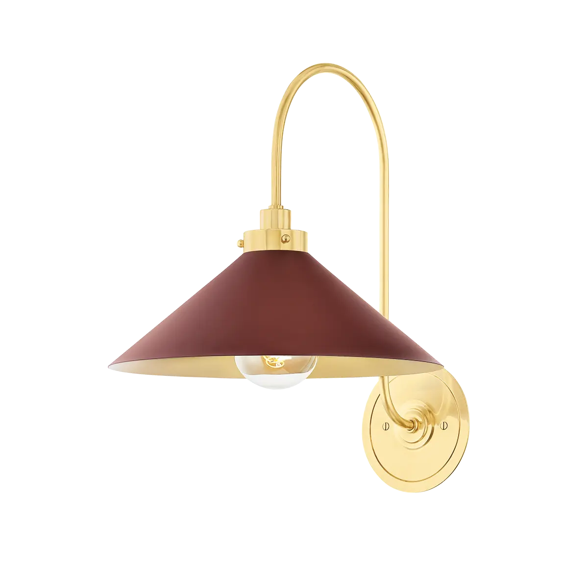 Brass crimson wall sconce, stylish colorful wall lighting fixture for dining room, bedroom or office décor