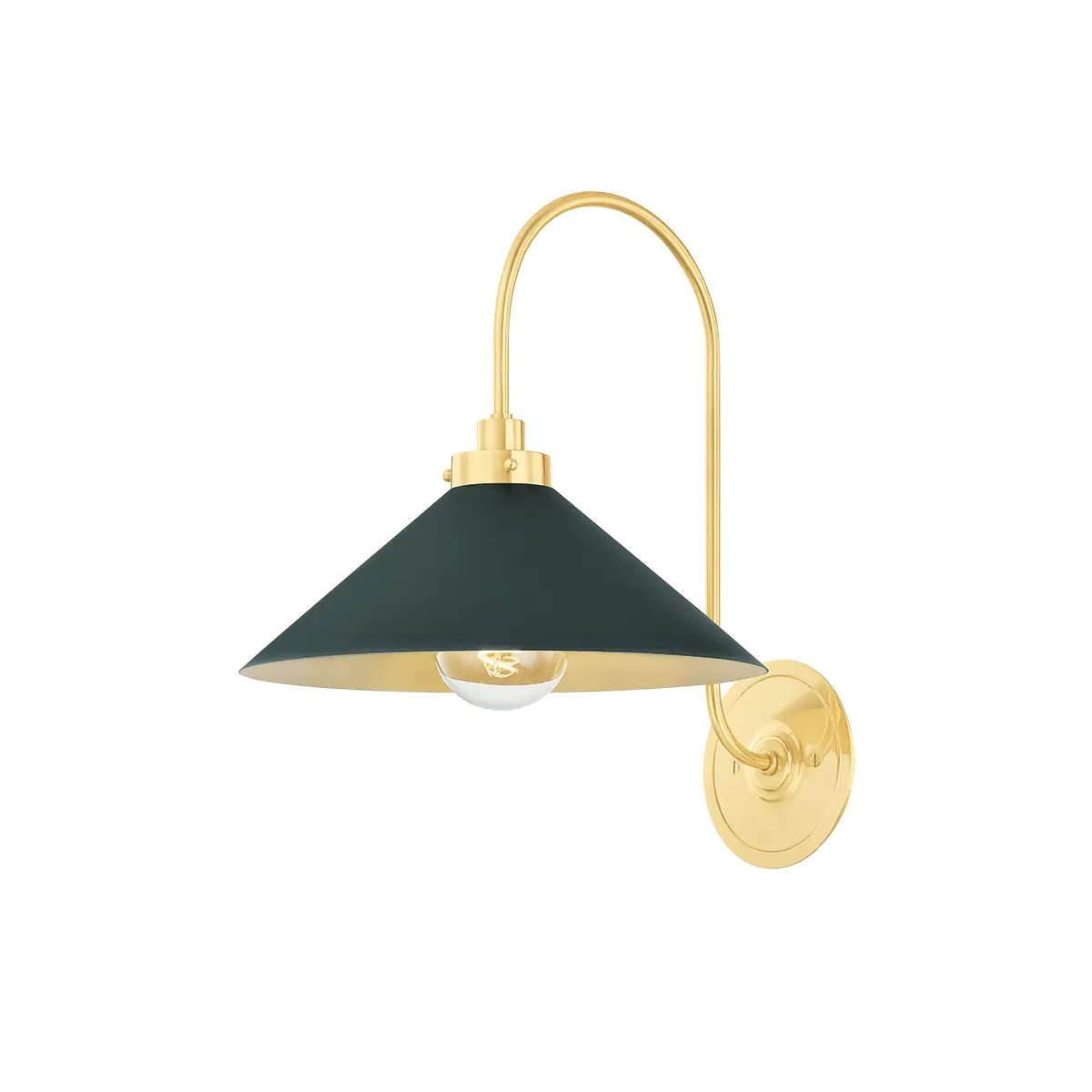 Brass green wall sconce, elegant wall lighting fixture for bedroom, living room or bathroom décor