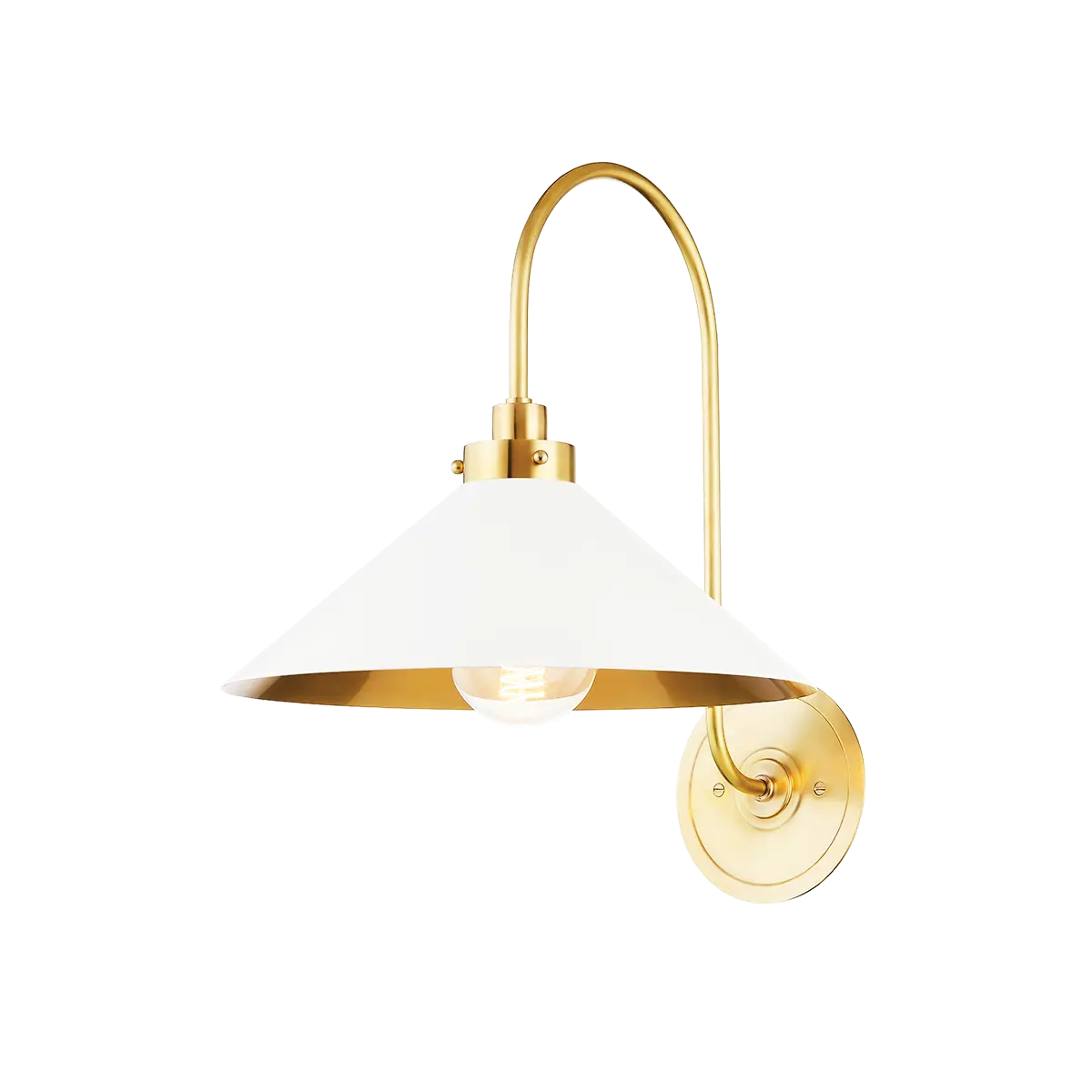 Brass white wall sconce, chic minimal wall lighting fixture for hallway, bedroom or living room décor