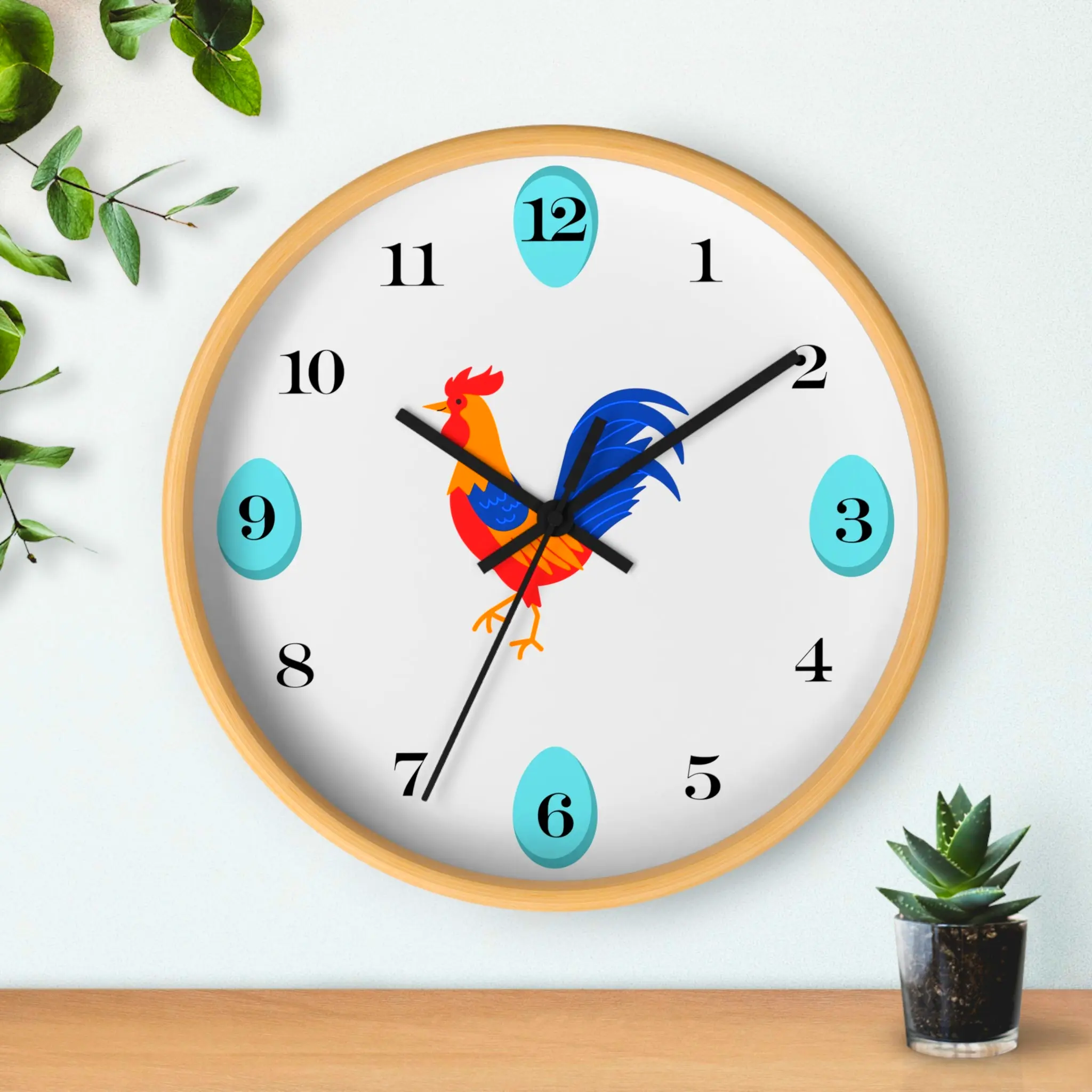 Clock A Doodle 10 inch black wall clock with wooden hands farmhouse kitchen decor wall timepiece with rustic charm