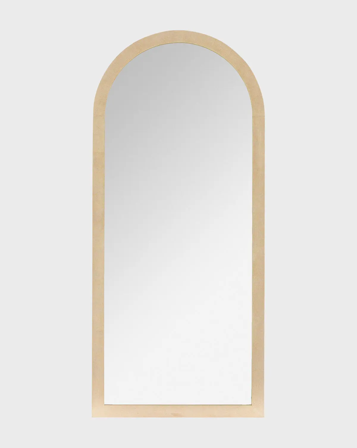 Cream Vallie Arched Floor Mirror for living room or bedroom, elegant arched design, cream finish.