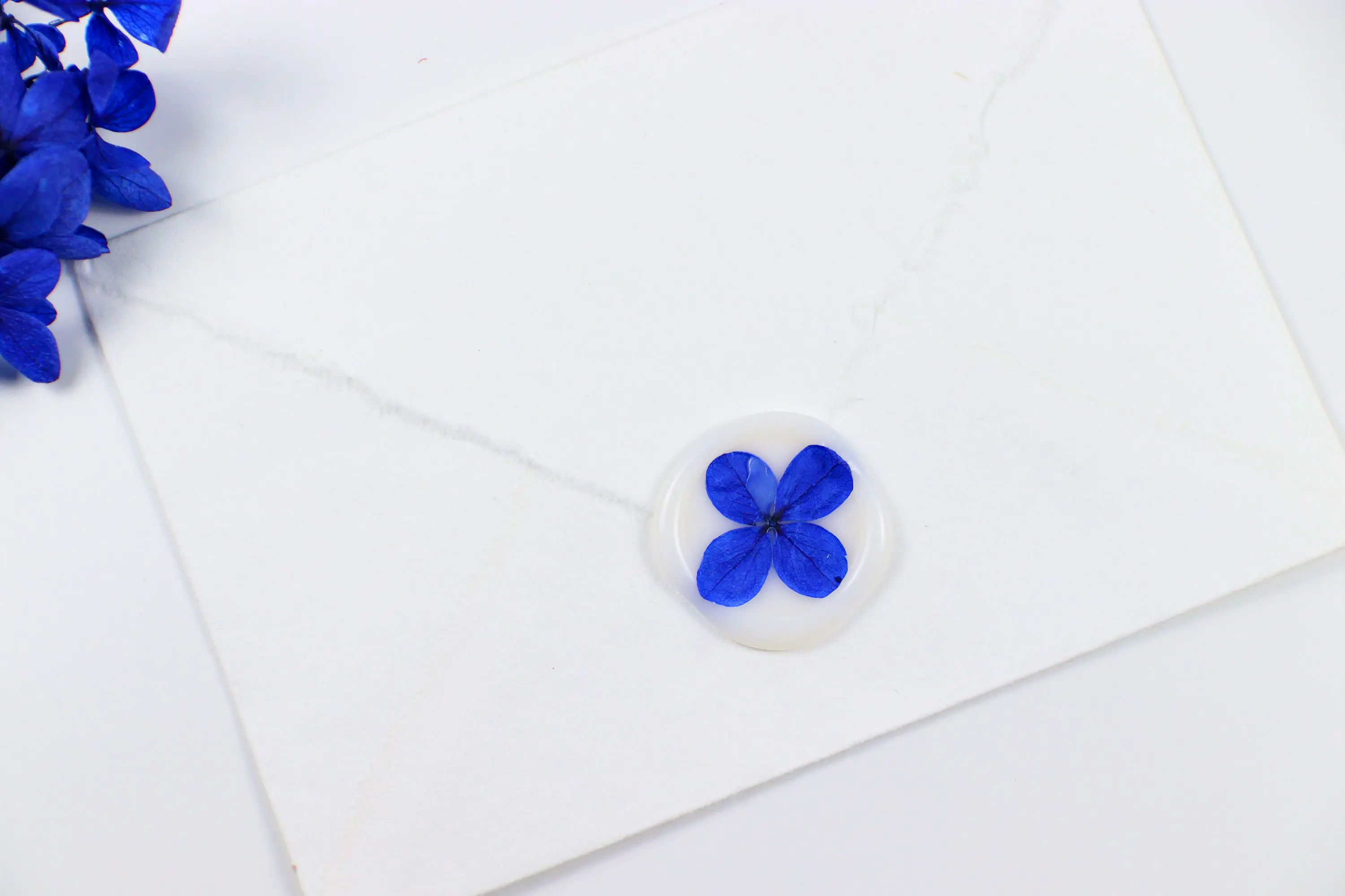 Deep Blue Hydrangea Wax Seal Pack of 10 or 25 for bold stationery or wedding decor.