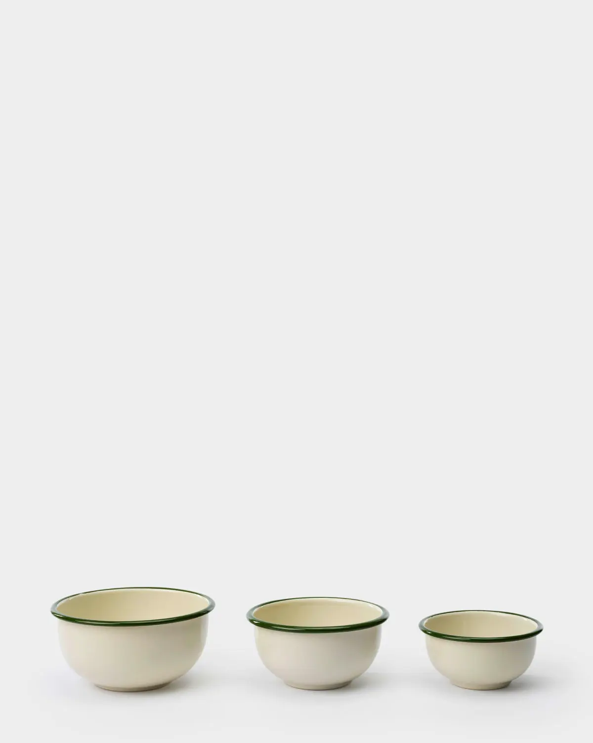 Delia White Bowls Set of 3 white bowls for kitchen or serving.