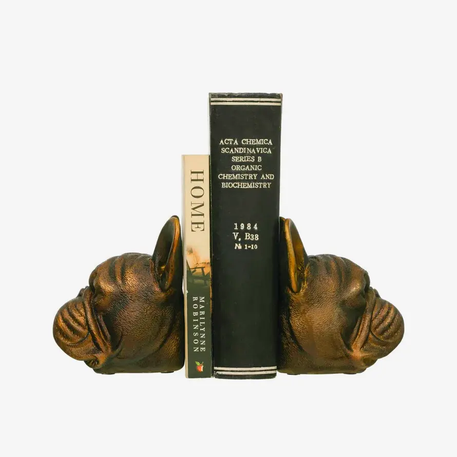 Dog head bookends playful decor for nursery bookshelf or pet lover’s home office