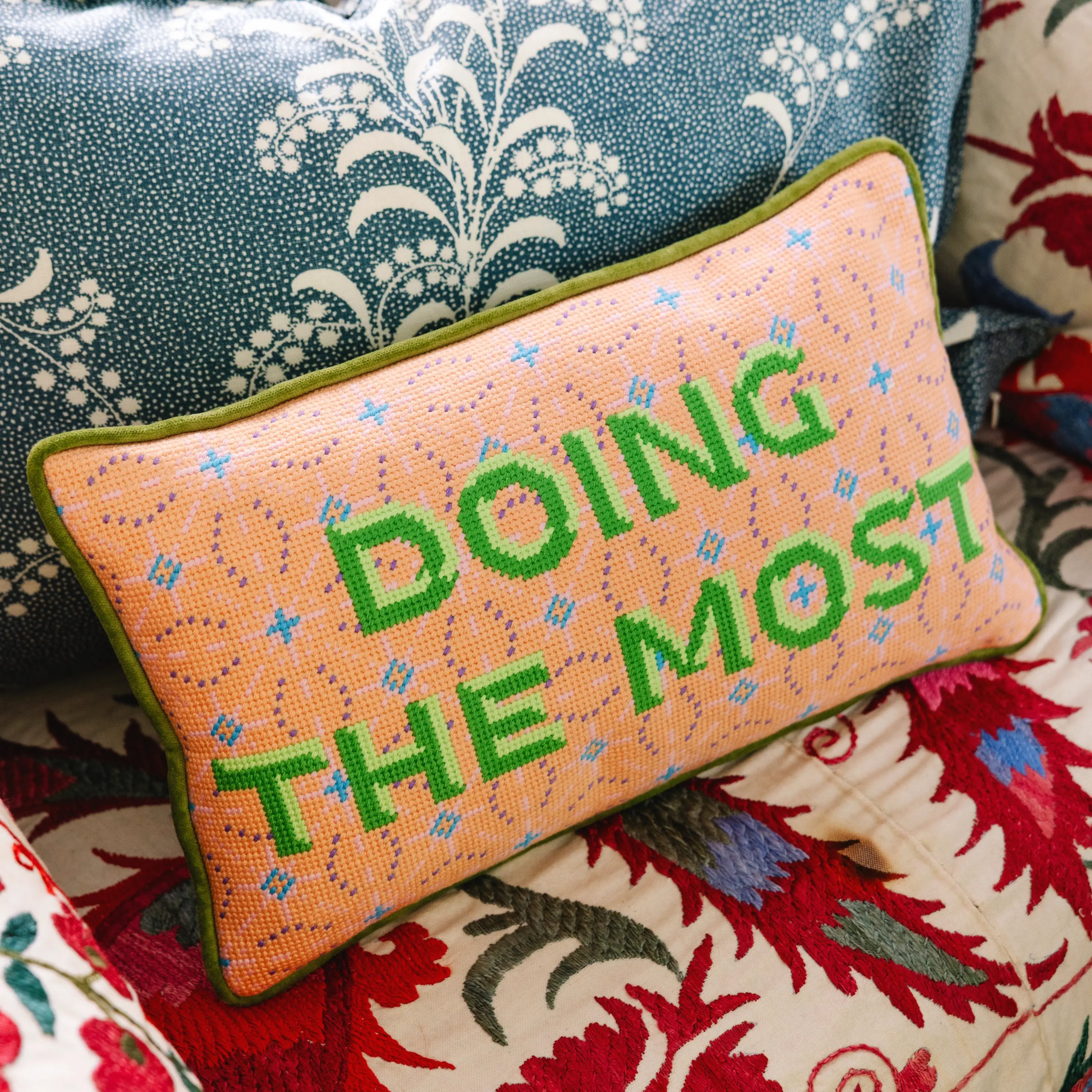 Doing the Most sassy needlepoint pillow for living room bedroom sofa funny home decor statement piece