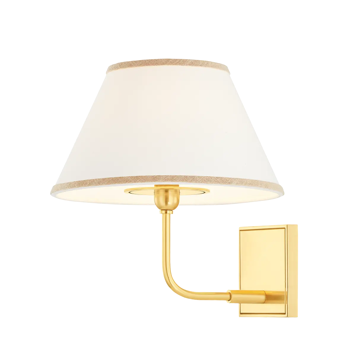 Aged brass wall sconce, elegant compact wall lighting fixture for living room, office or study décor