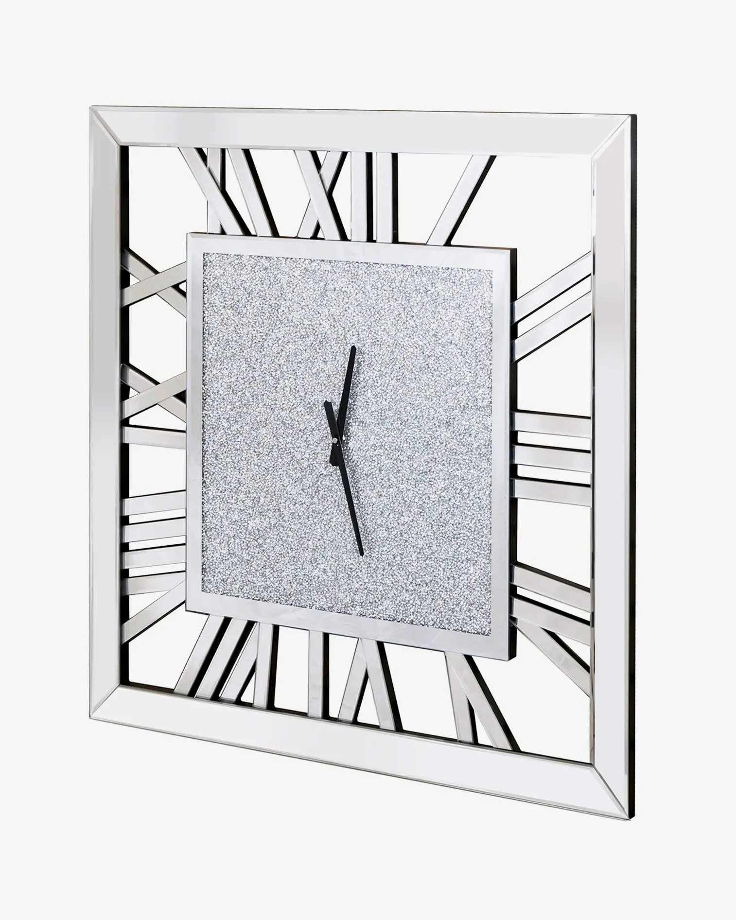 Elegant mirror wall clock from Seguso Home Collection reflective timepiece for bedroom or living room decor
