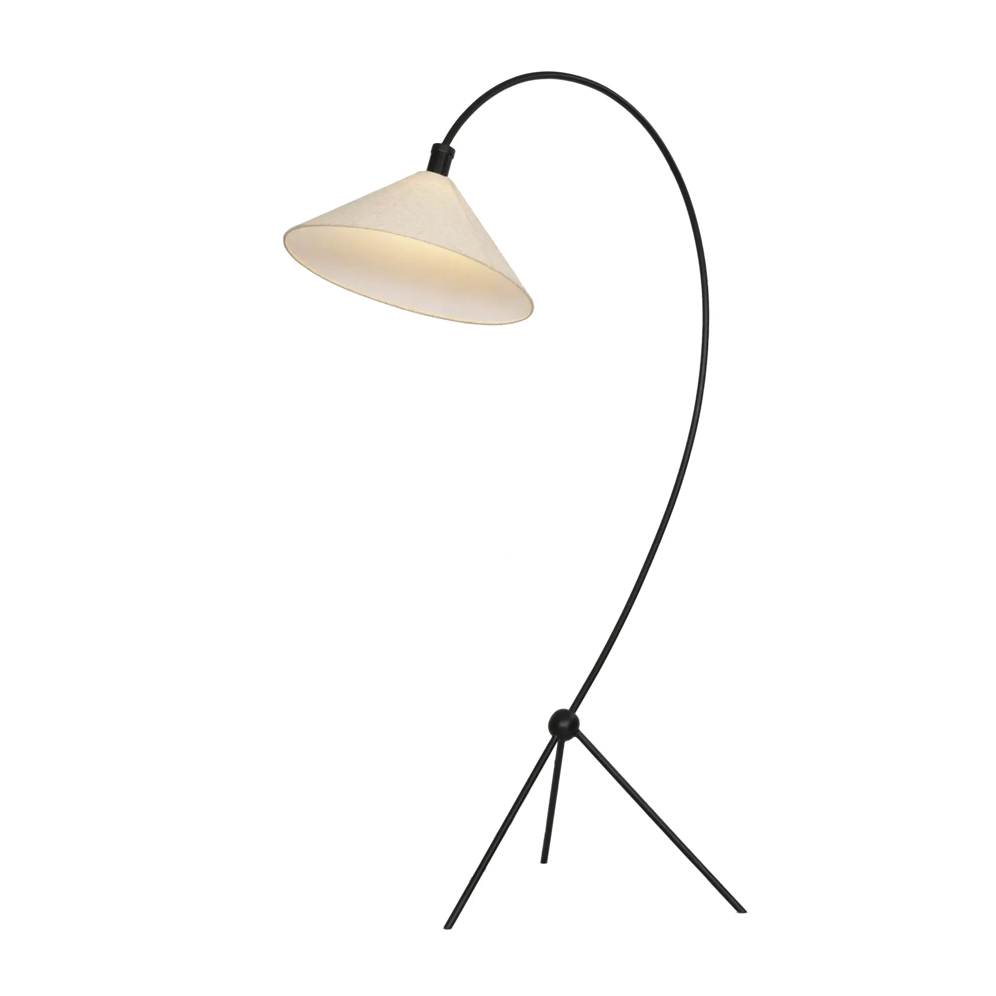 Emile matte black floor lamp with linen shade for modern living rooms or reading corners