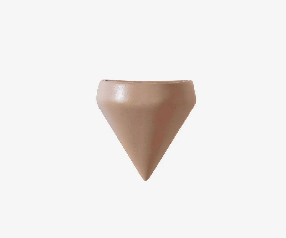 Taupe grey & aqua Fauna cone wall vase for indoor plants.