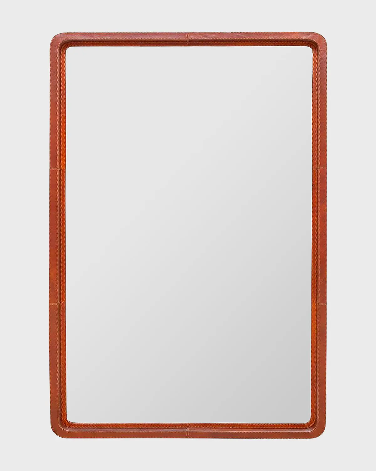 Brown leather-framed wall mirror - Franklin luxury mirror for office or study room decor