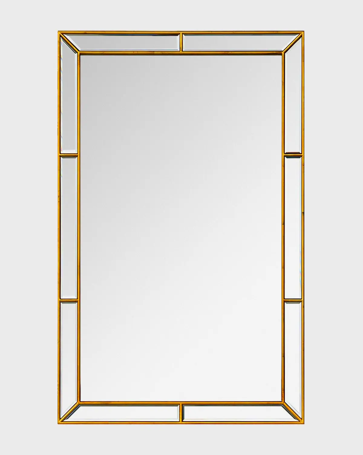 Gold Celine Rectangle Wall Mirror for bathroom or hallway, modern gold-framed wall decor.