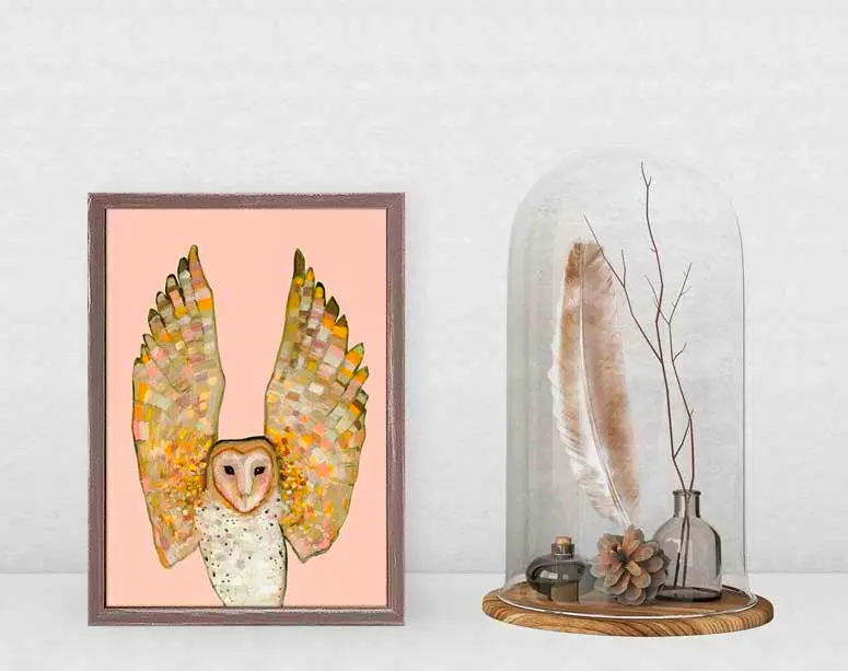 Barn owl framed canvas wall art for living room by Greenbox Art