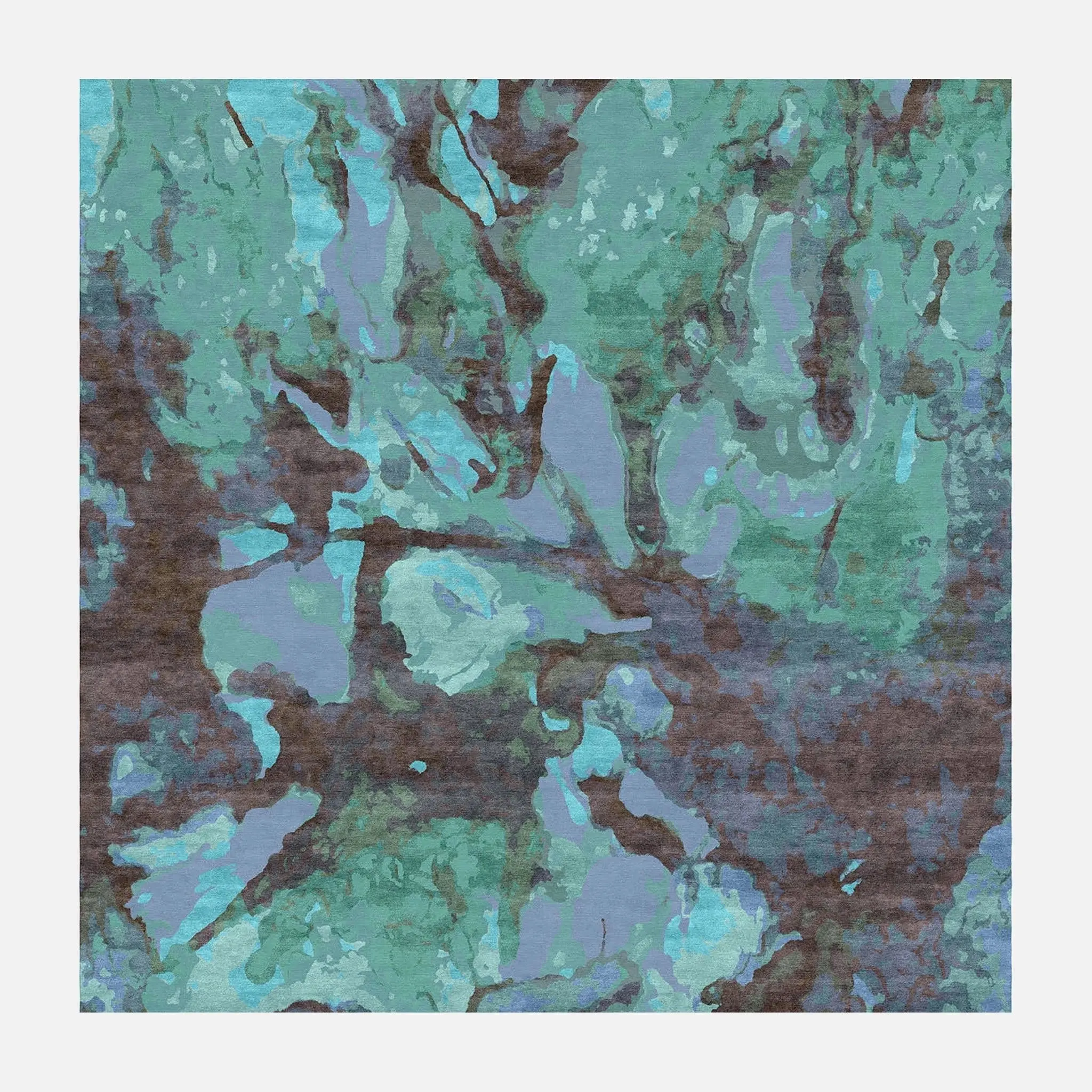 Grenada teal brown silk wool rug for luxury bedroom or dining room décor