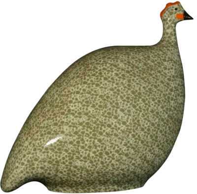 Grey guinea hen figurine artisanal ceramic animal accent for farmhouse or eclectic wall decor