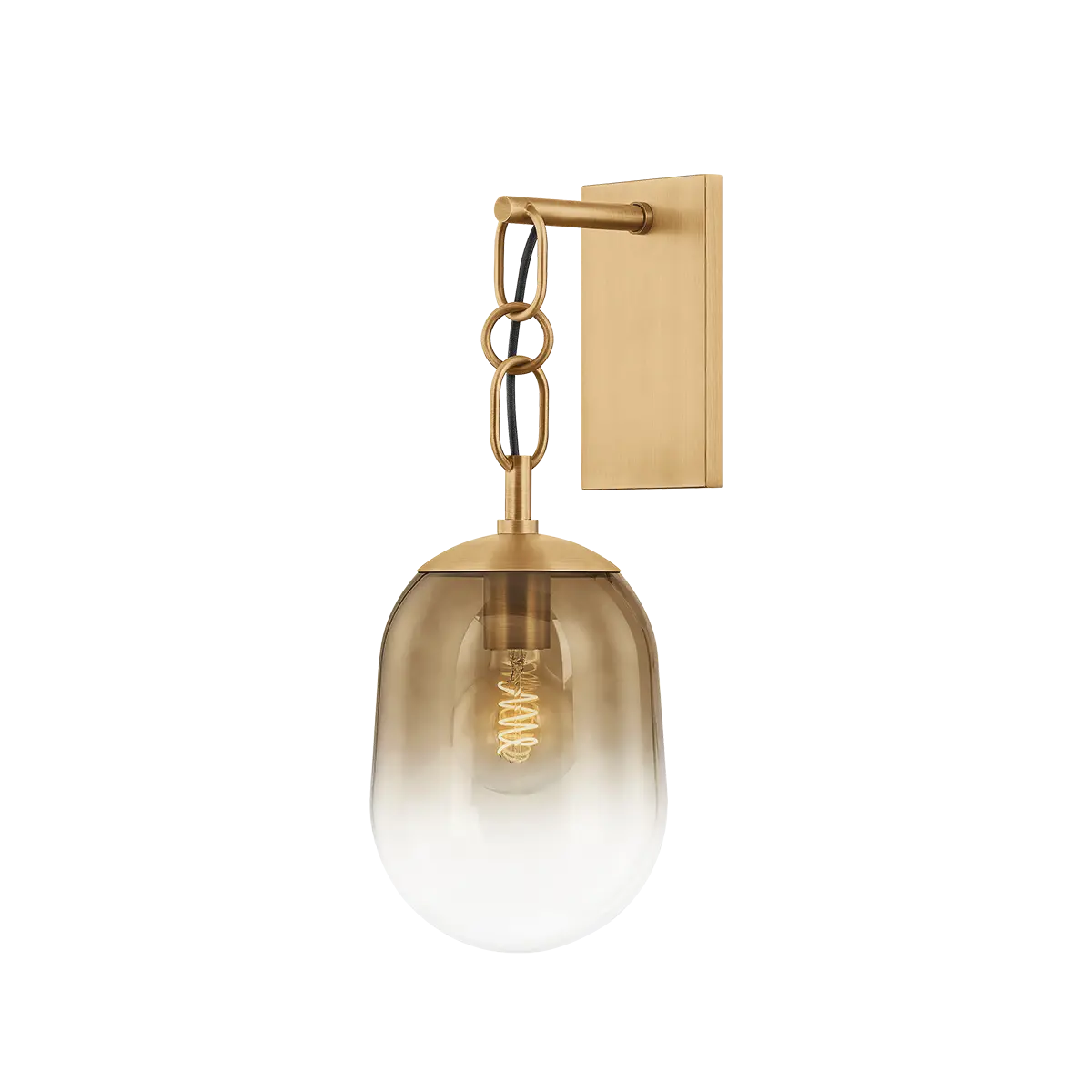 Patina brass wall sconce, transitional modern wall lighting for entryway, living room or bedroom décor