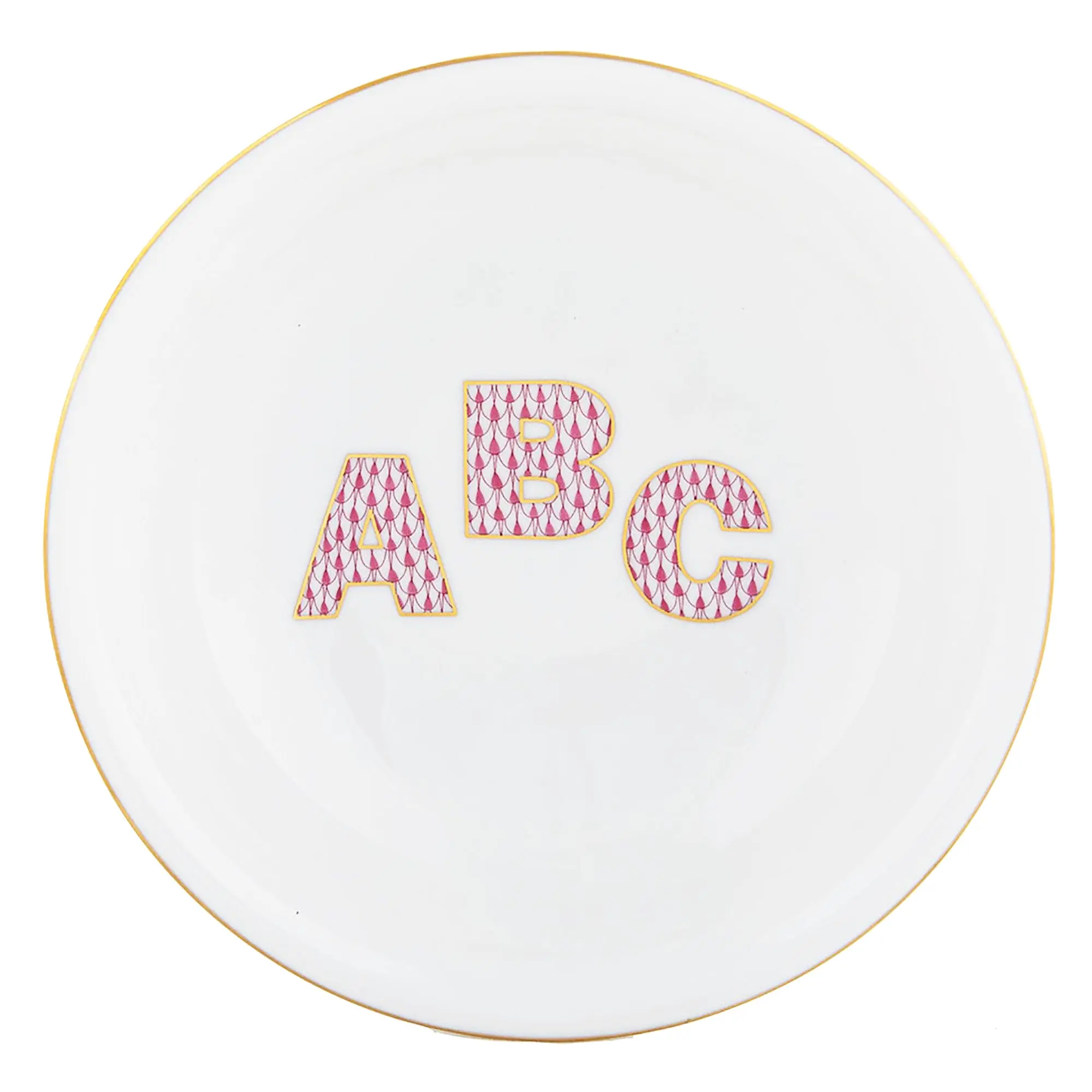 Herend Porcelain ABC Baby Bowl Pink Blue alphabet design porcelain baby bowl for nursery or dining