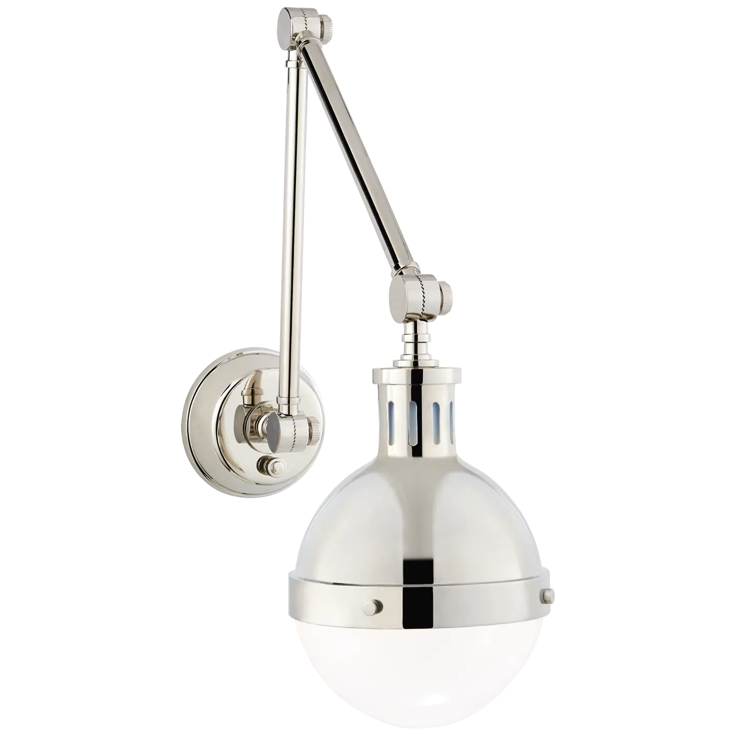 Adjustable library wall light in nickel or brass, perfect reading lamp for study or office walls