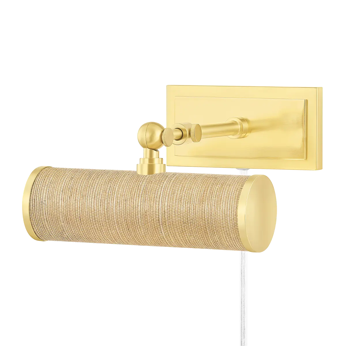 Brass grasscloth picture light, elegant wall lighting fixture for art displays or dining room décor