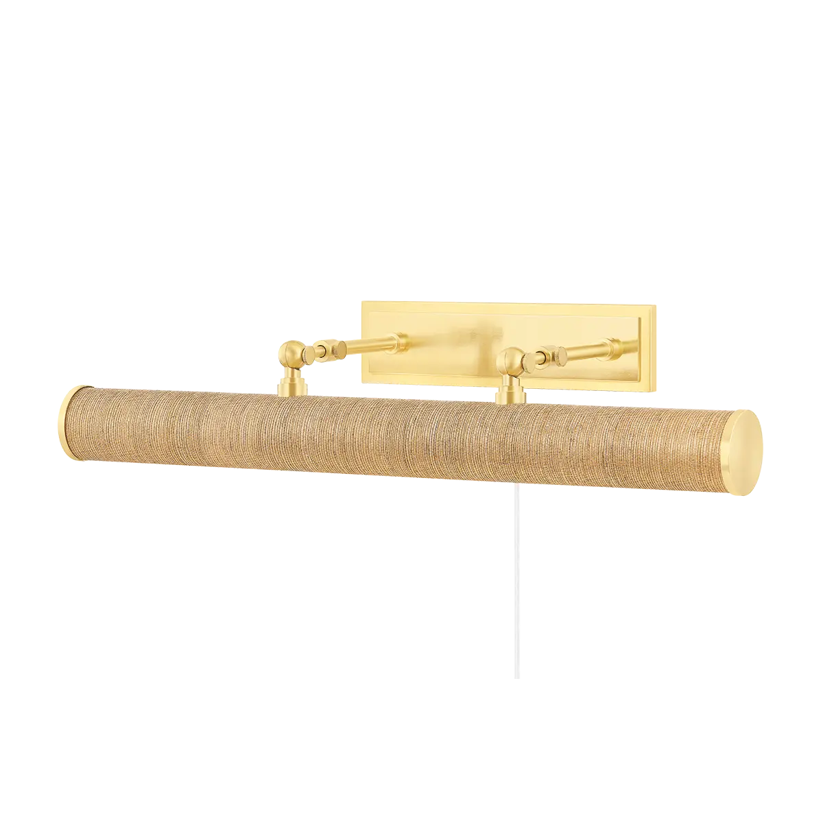 Brass grasscloth picture light, modern textured wall lighting for art display, gallery or study décor