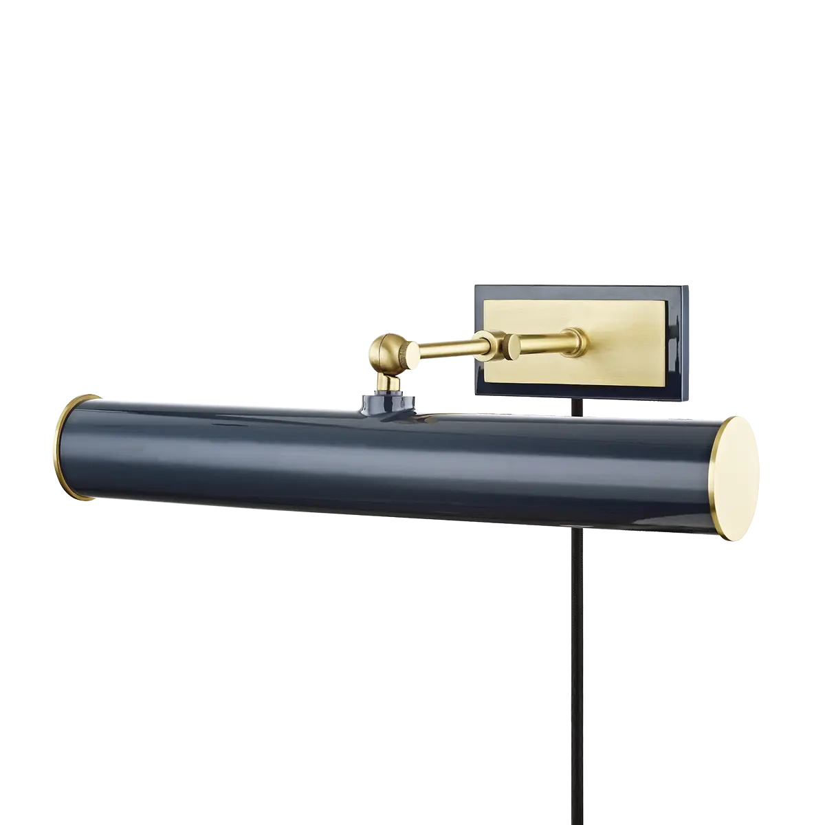 Plug-in navy brass picture light, decorative functional wall light for bedroom or hallway décor