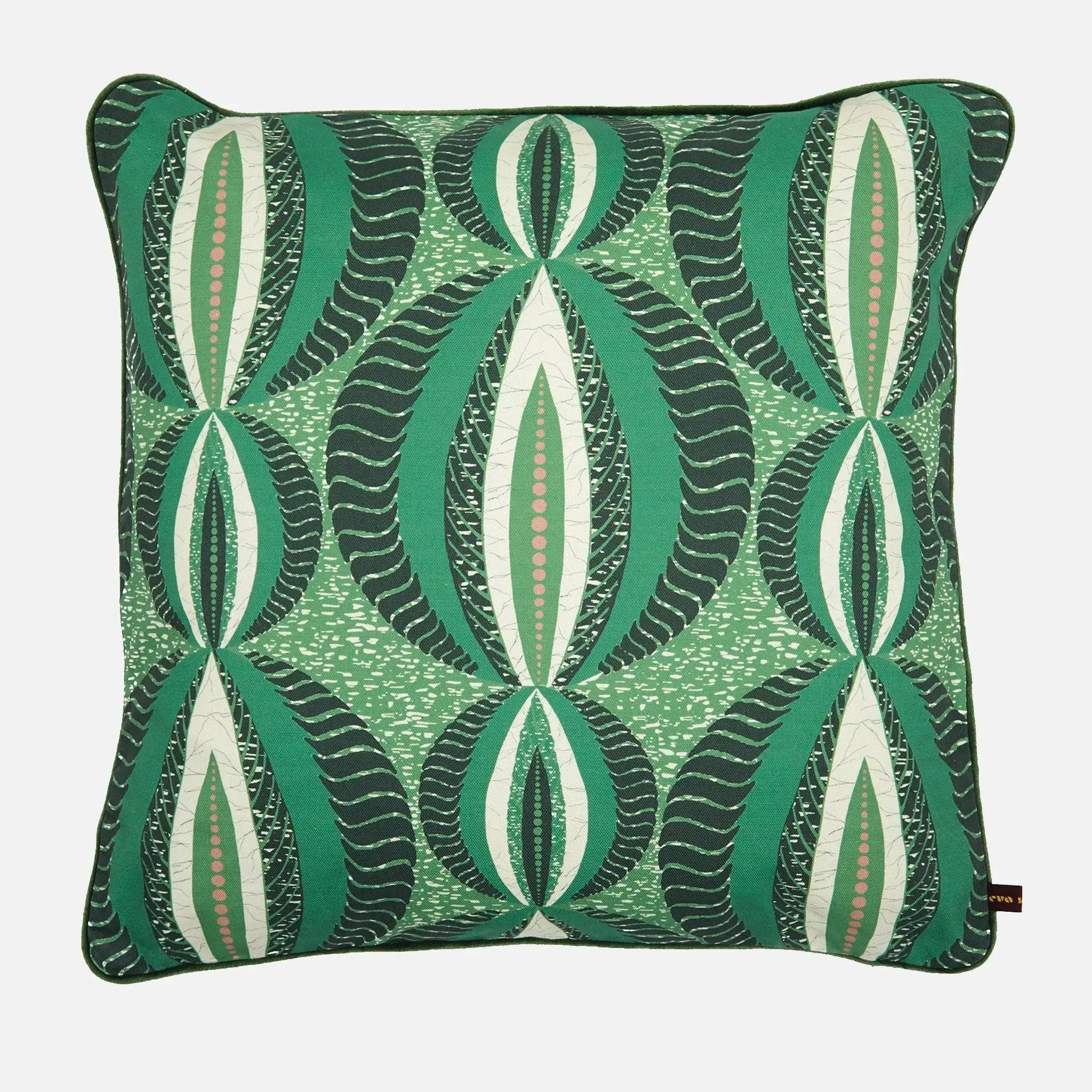 Ijoba green velvet throw pillow handmade in UK, luxury cushion for living room or bedroom d&eacute;cor