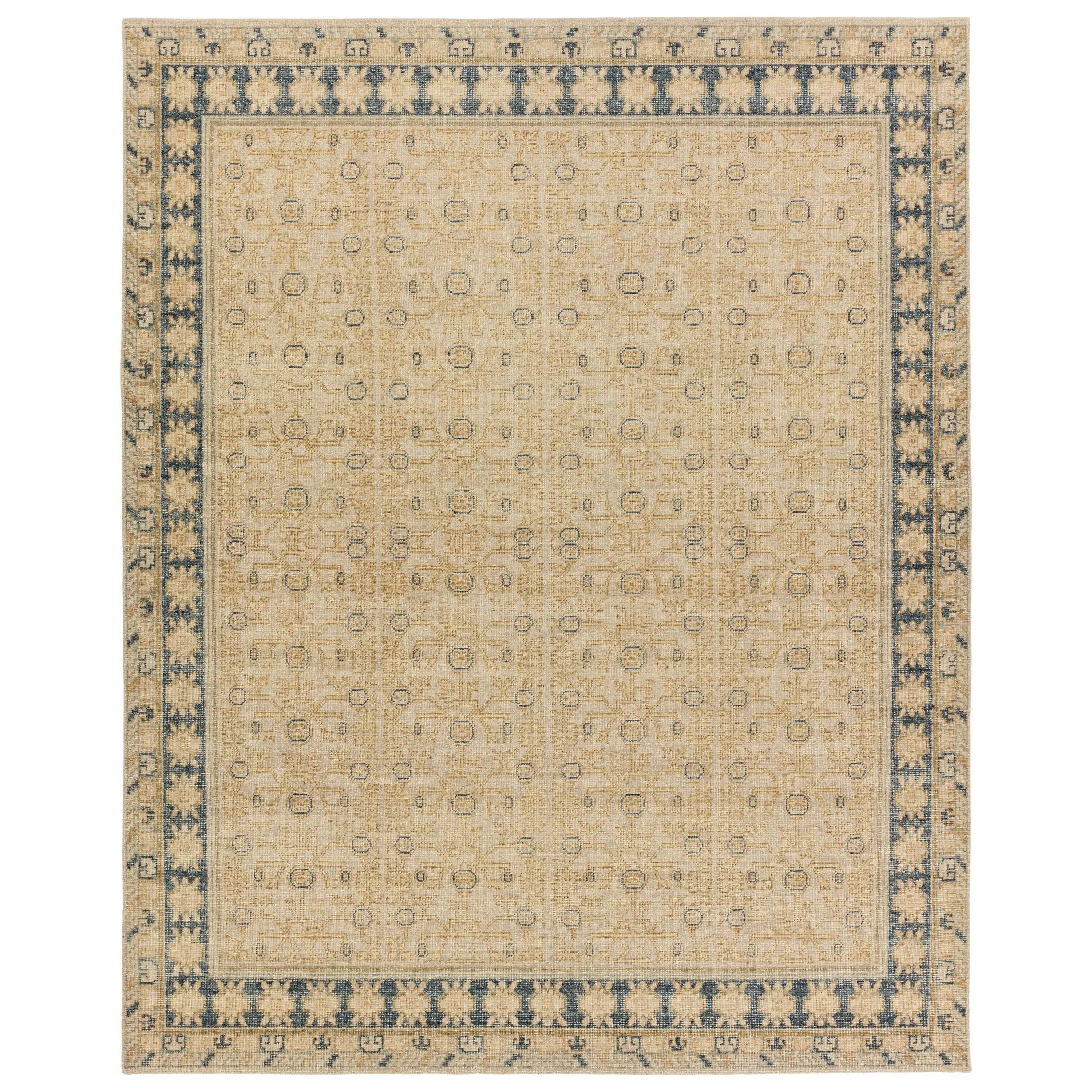 Eden natural Merriman brown hand-knotted rug, rustic wool carpet for dining room or lounge