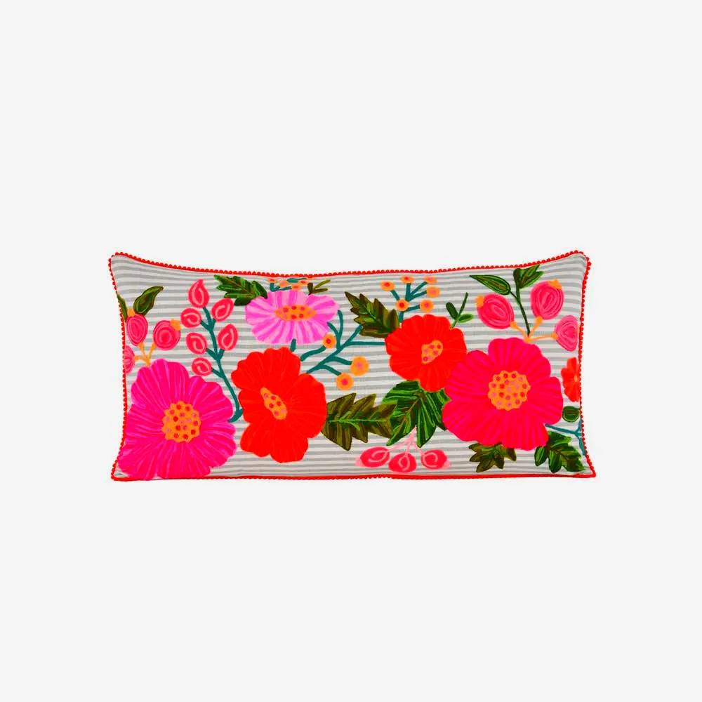 Floral stripe pillow for bedroom comfort by Karma Living