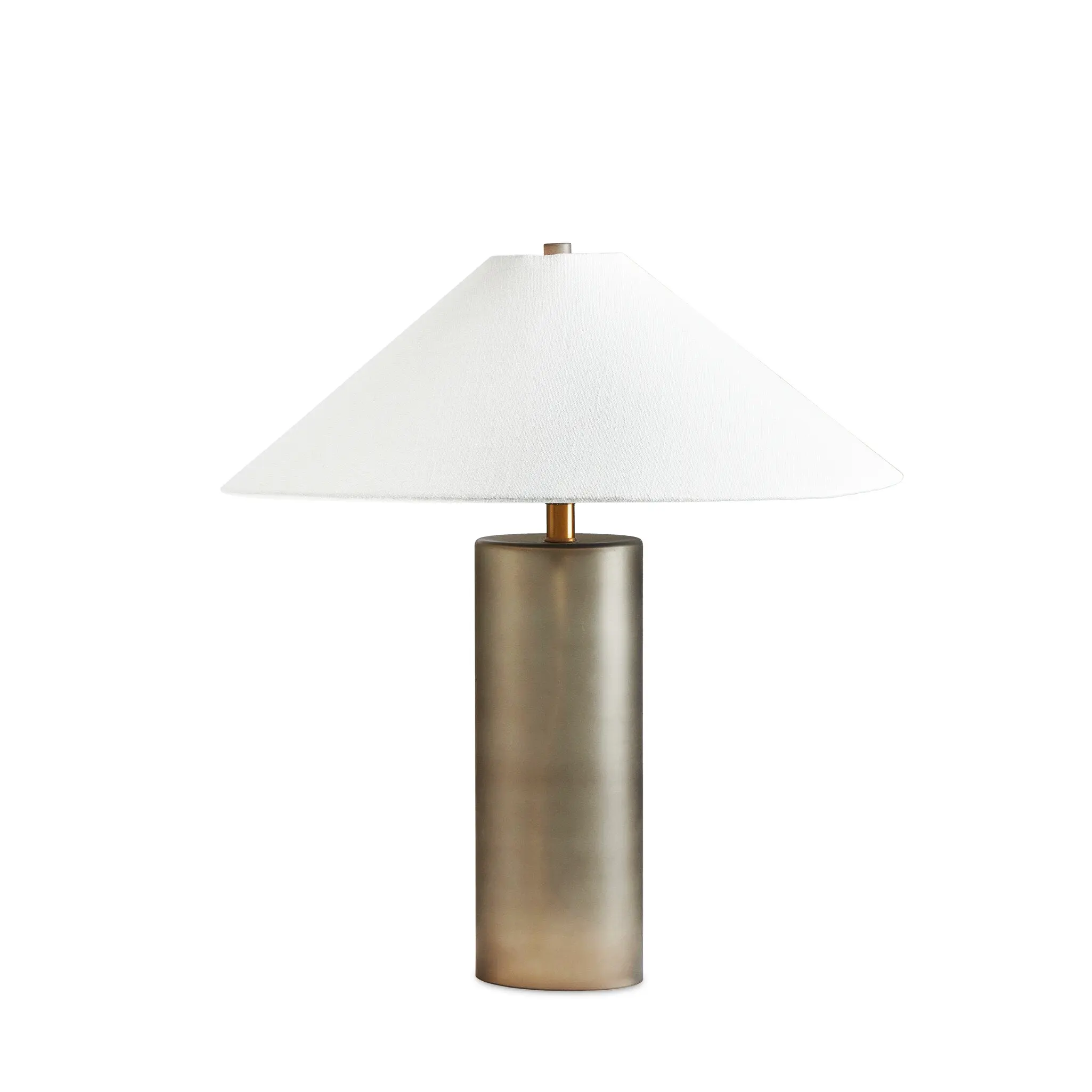 Kragen sand ceramic table lamp with linen shade for neutral bedroom or modern living