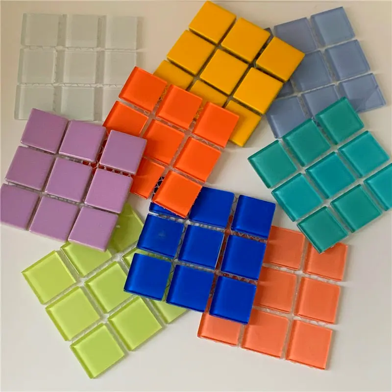 Ocean blue lattice ceramic coasters for stylish living room use