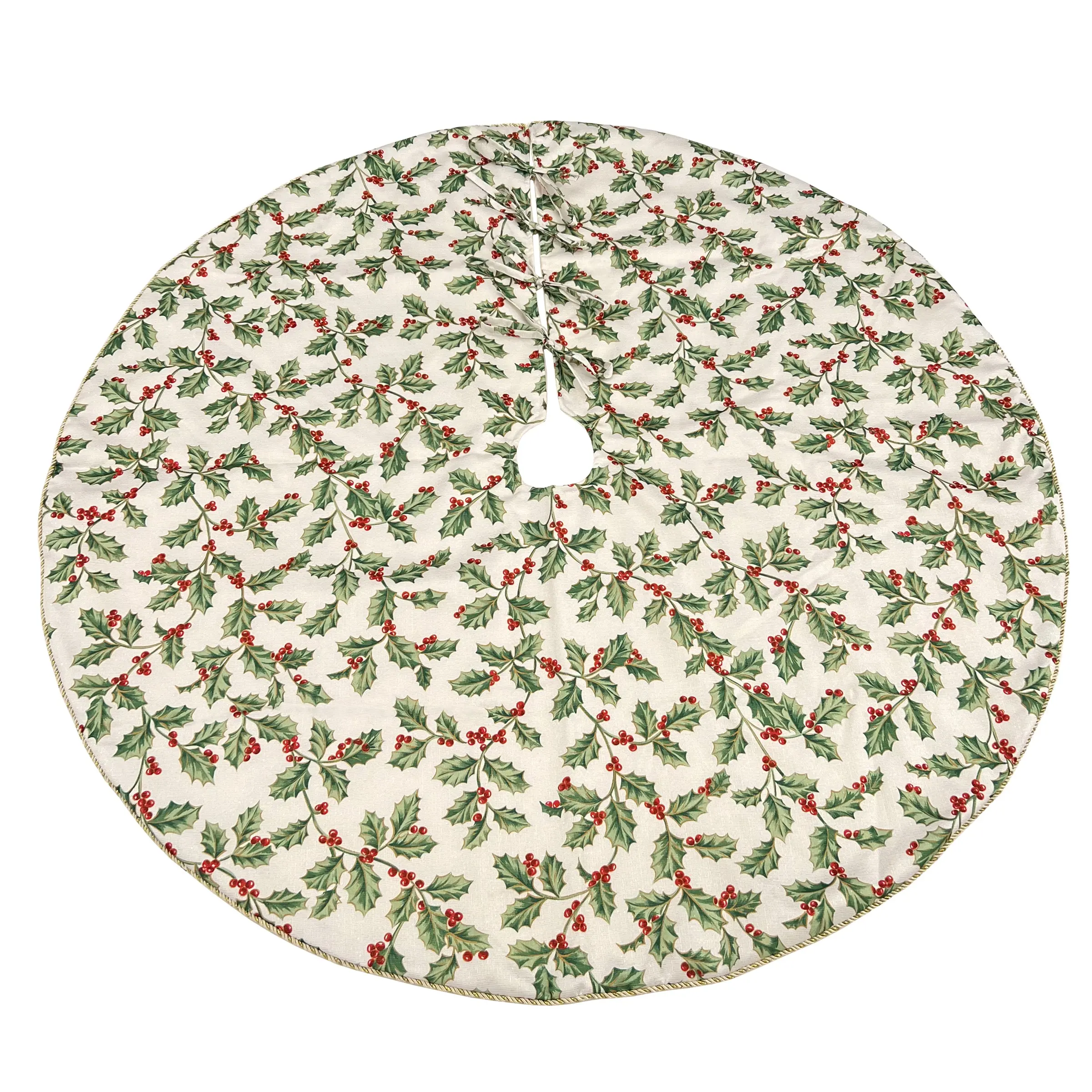 Lenox Golden Holly Christmas tree skirt for festive holiday home living room decoration