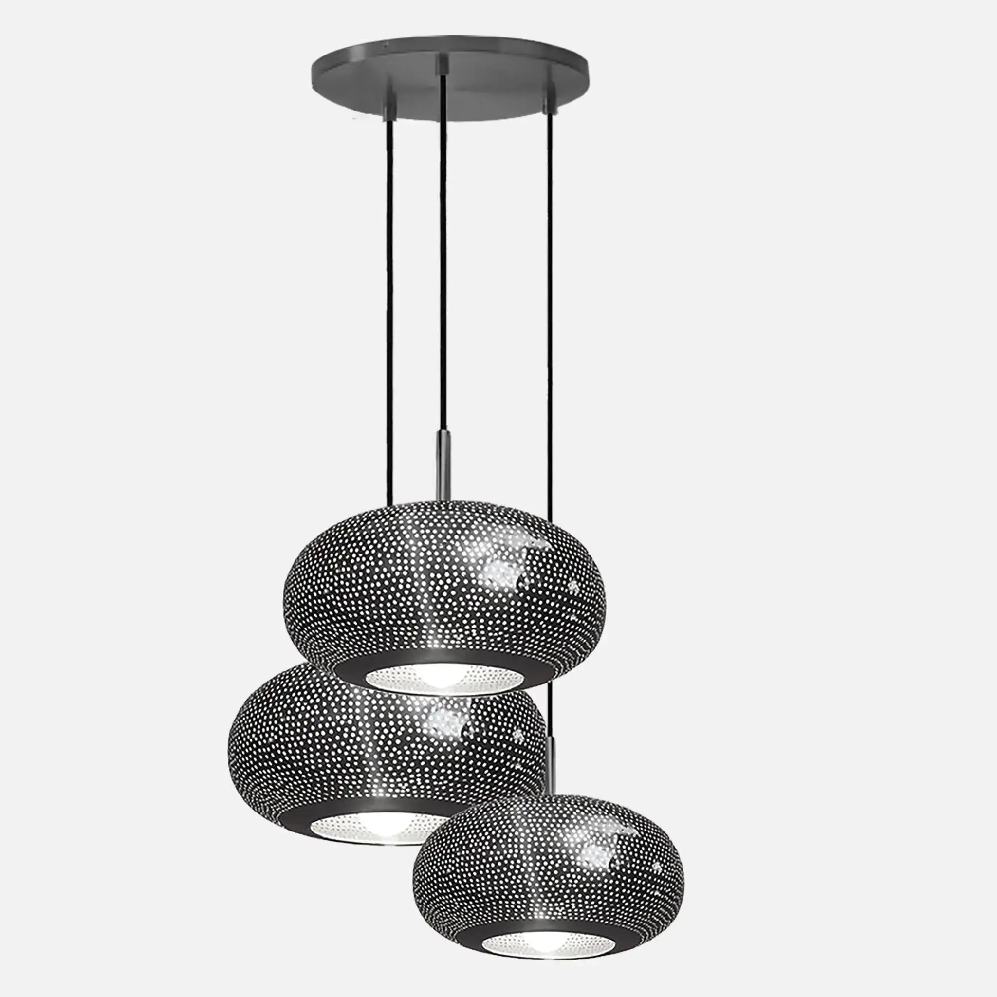 Lila black large Moroccan chandelier for bold living room or office ceiling decor