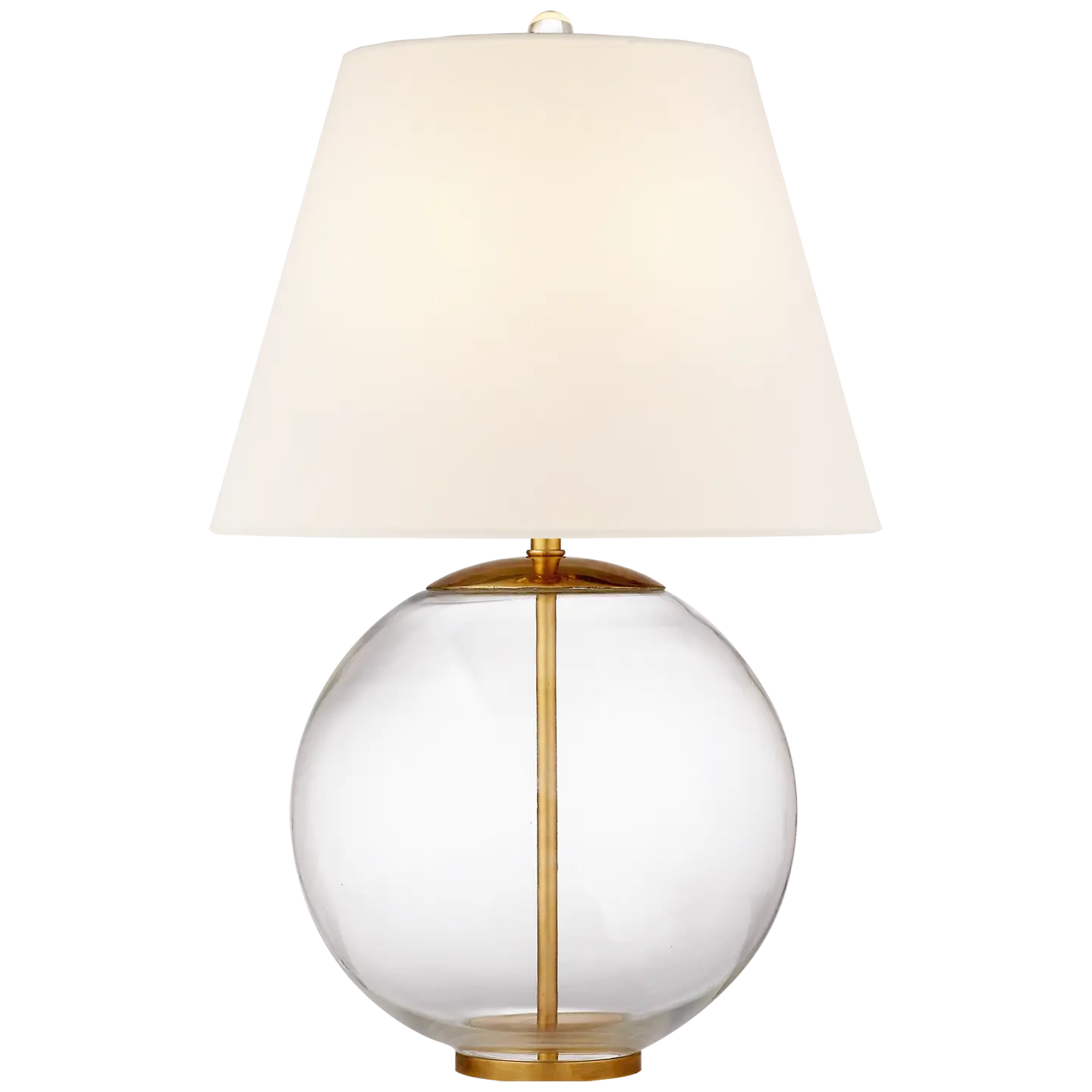 Morton clear glass table lamp with linen shade for bright bedroom or modern living room