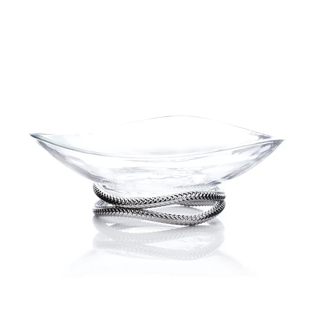 Nambe Braid Centerpiece Bowl braided design silver bowl for living room or dining centerpiece