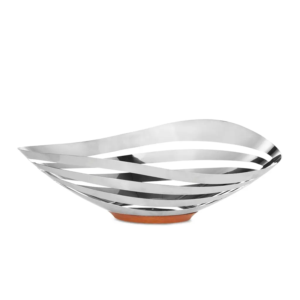 Nambe Pulse Bread and Fruit Bowl modern serving dish for kitchen counter or dining room decor