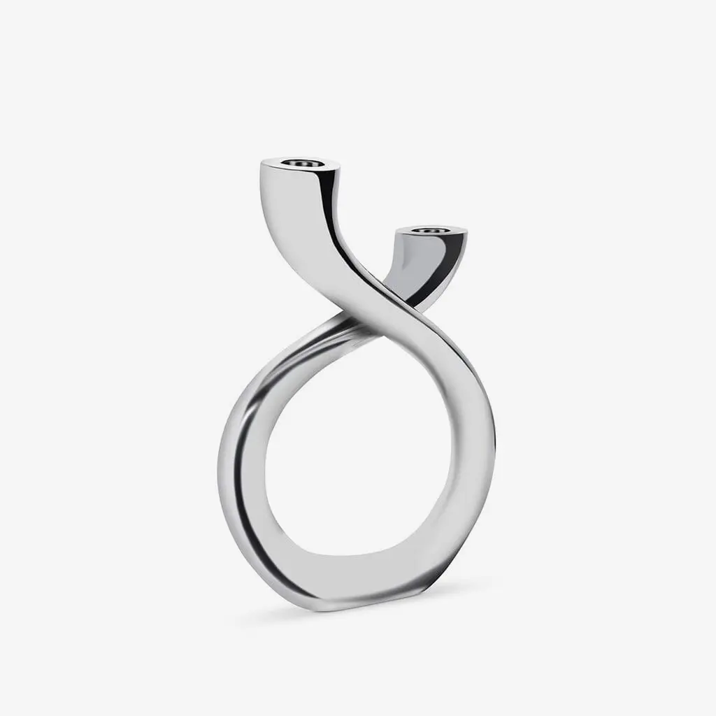 Nambe Tango 9 sleek candleholder for modern bedroom or office decor.