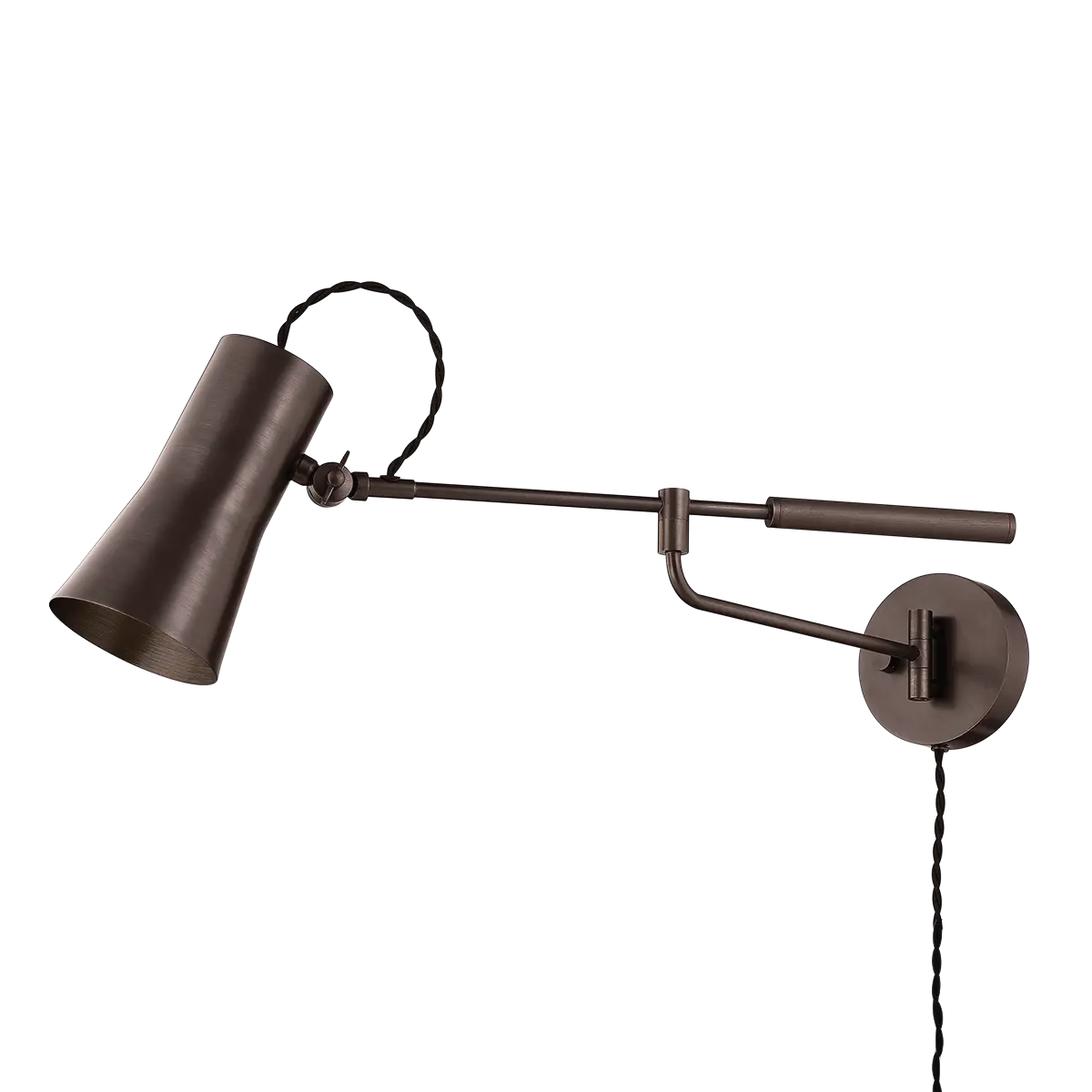 Plug-in bronze wall sconce, adjustable wall lighting fixture for study, bedroom or hallway décor