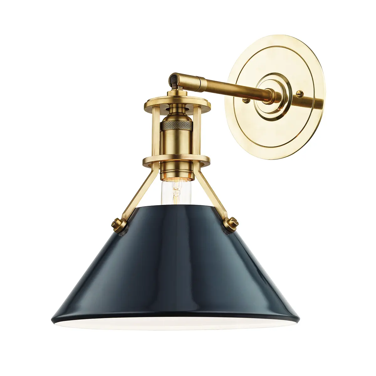 Brass blue wall sconce, sleek colorful wall lighting fixture for dining room, living room or hallway