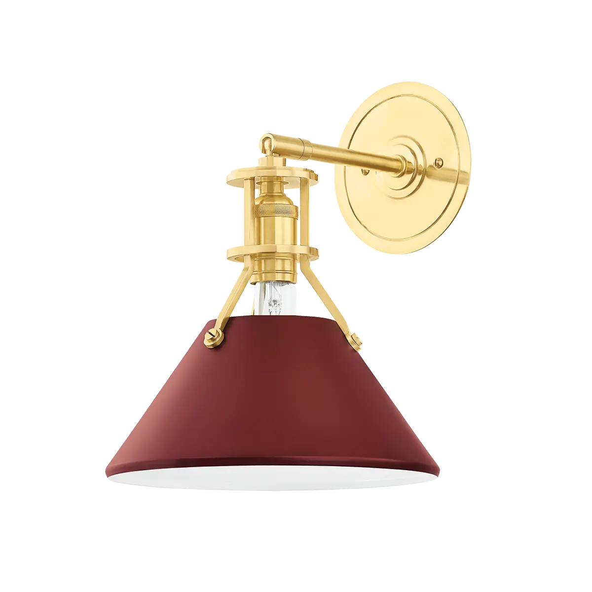 Brass crimson wall sconce, modern colorful wall lighting fixture for bedroom, living room or hallway