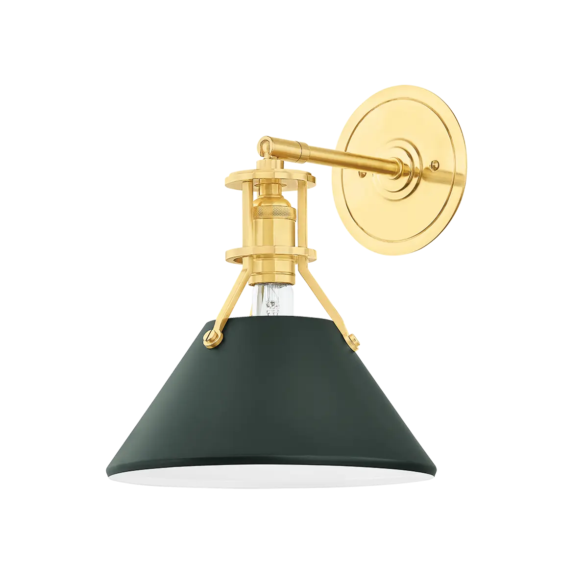 Brass green wall light, simple modern wall lighting fixture for study, bathroom or bedroom décor