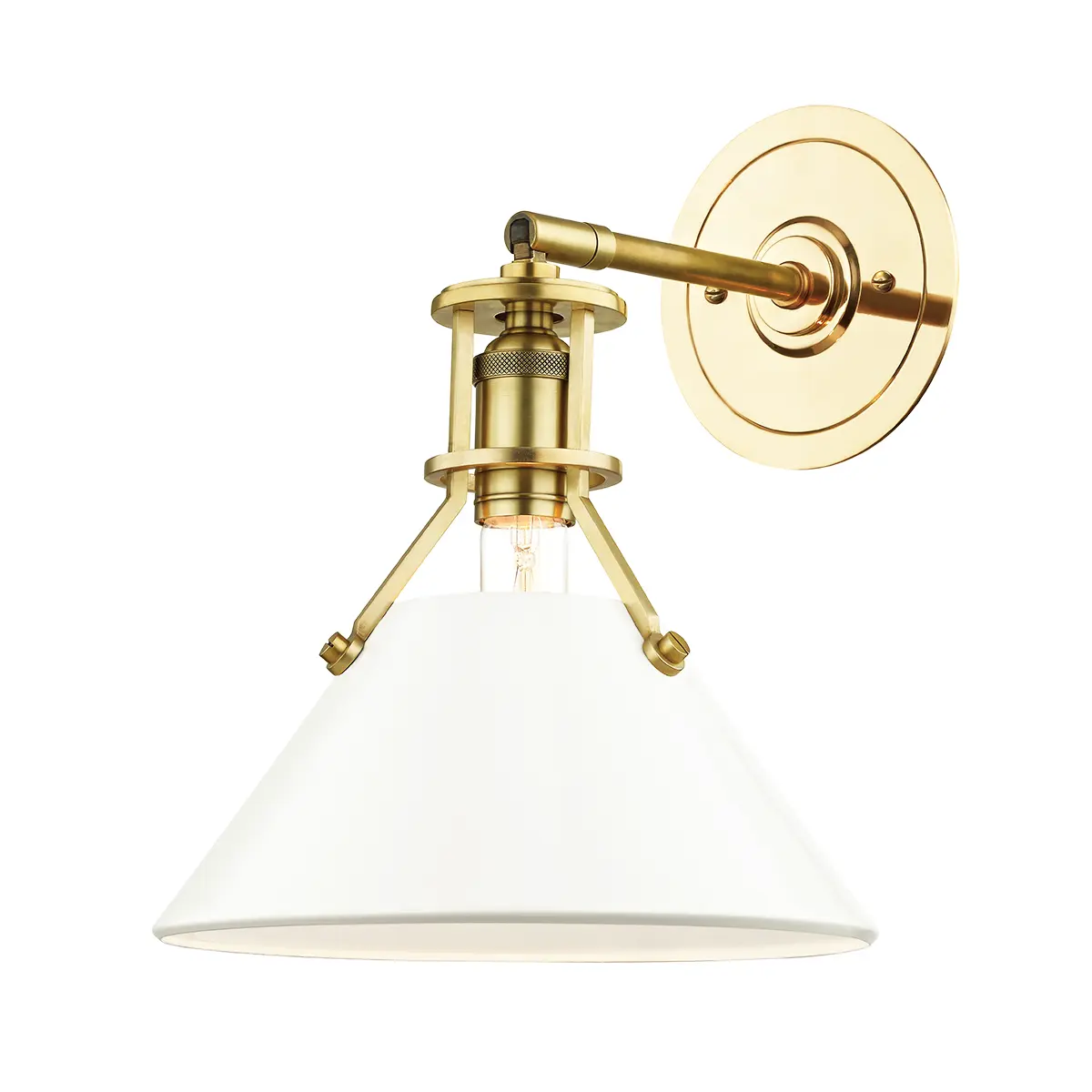 Brass white wall sconce, versatile minimalist wall lighting fixture for hallway, living room or office