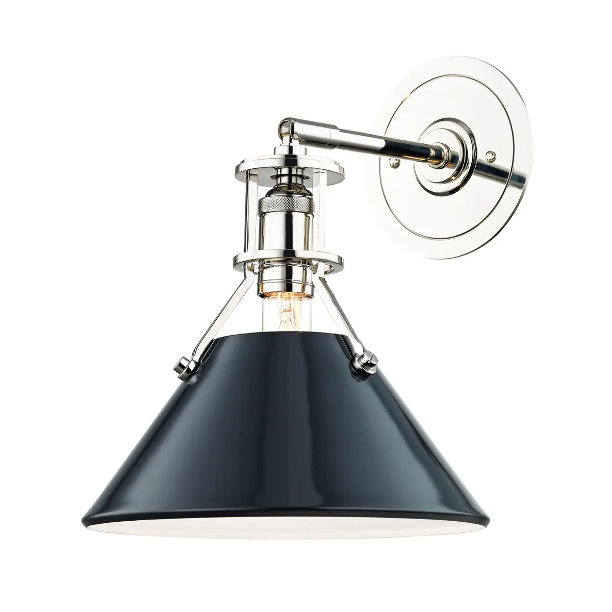 Nickel blue wall sconce, stylish colorful wall lighting for bedroom, living room or hallway décor