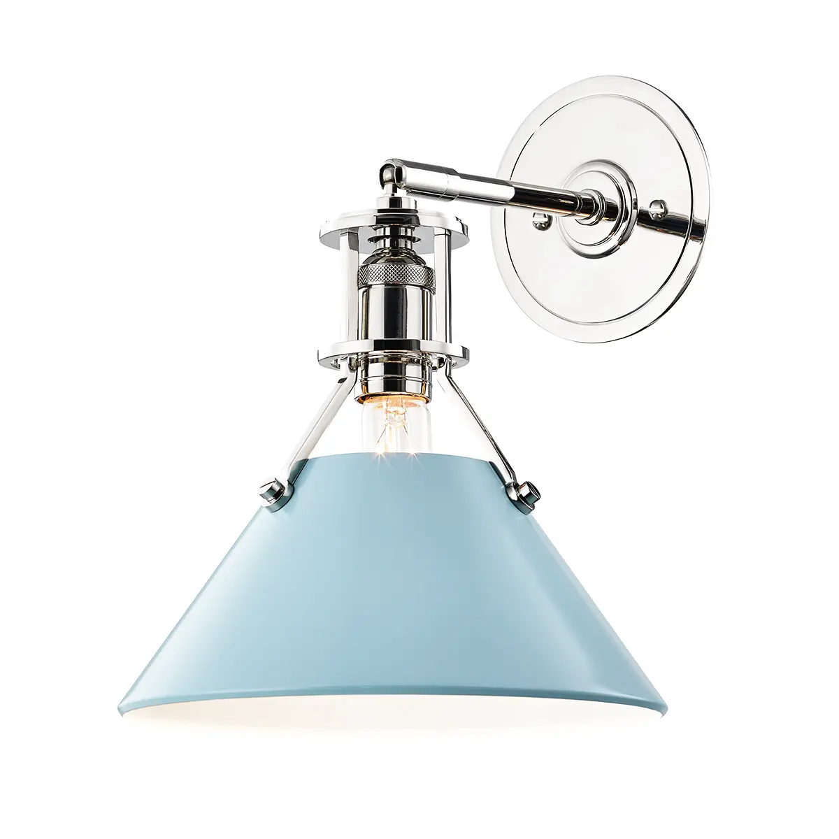 Nickel blue wall sconce, chic modern wall lighting fixture for dining room, hallway or living room décor