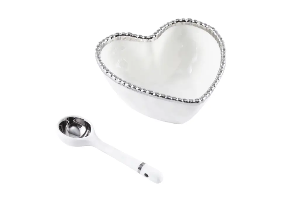 Pampa Bay Beaded Heart Bowl Set decorative heart shaped bowls for dining table or bedroom decor